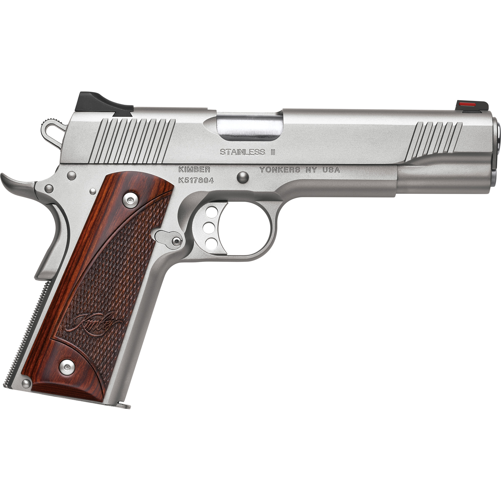 Kimber Stainless Target 1911 5″ 10mm 8rd Fiber Optic – Silver