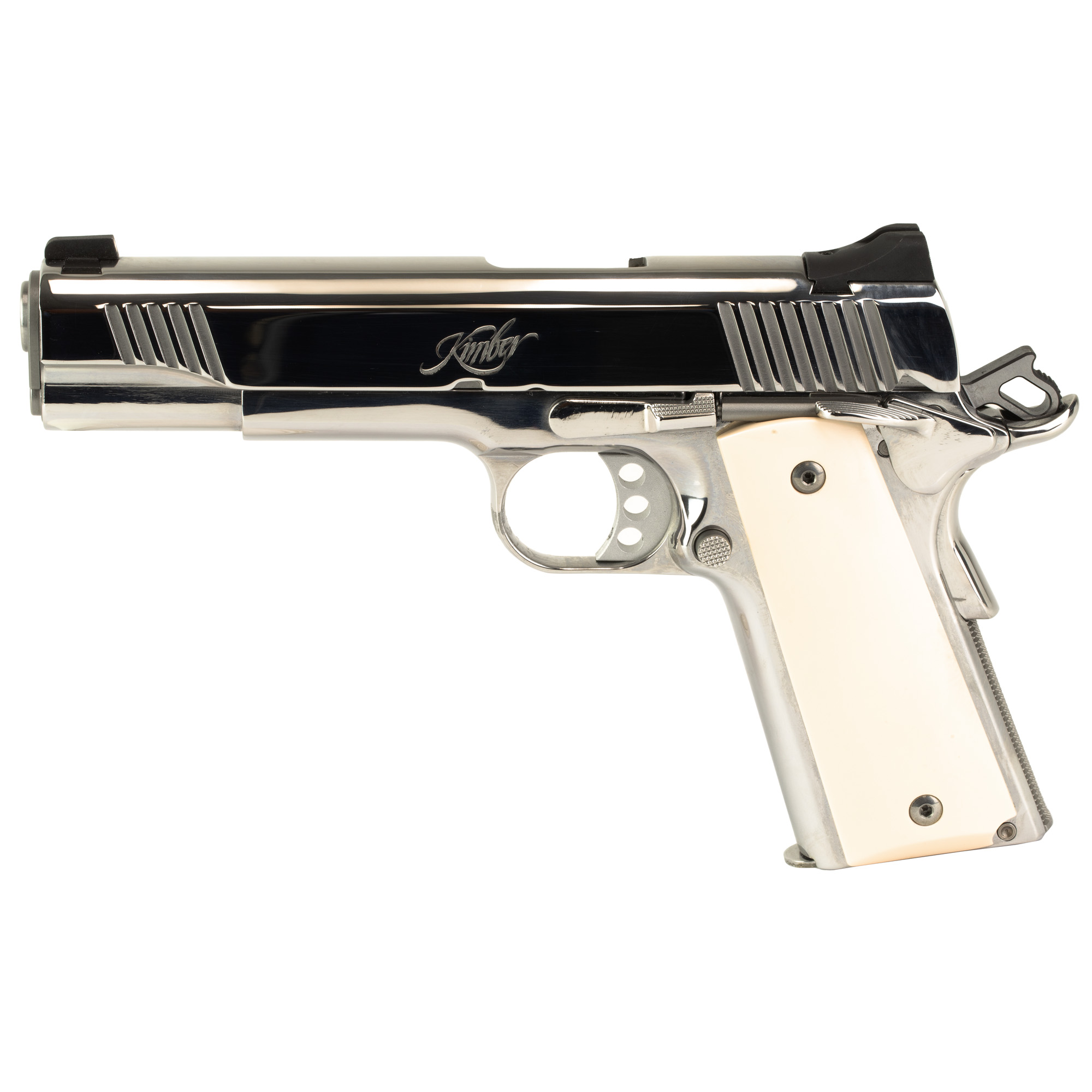 Kimber Stainless II High Polished 1911 5″ 38 Super 9rd White Dot Sights – Silver