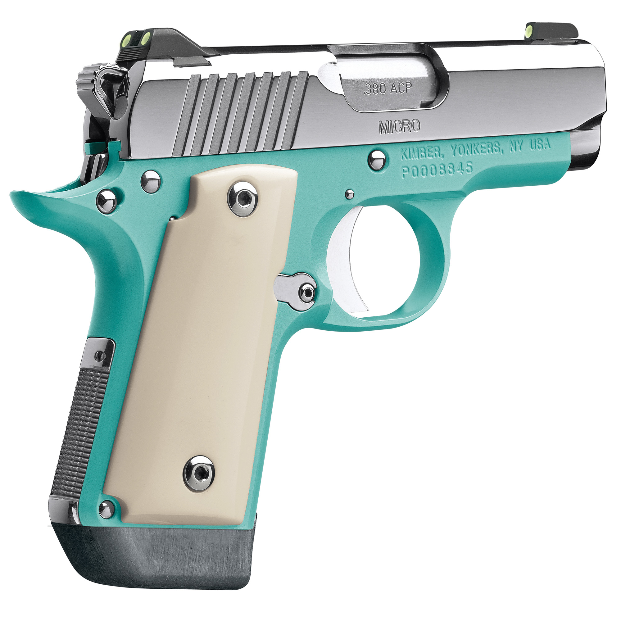 Kimber MICRO380 Single Action 2.75″ 380 ACP 7rd Tritium Night Sights – Bel Air Blue, Silver