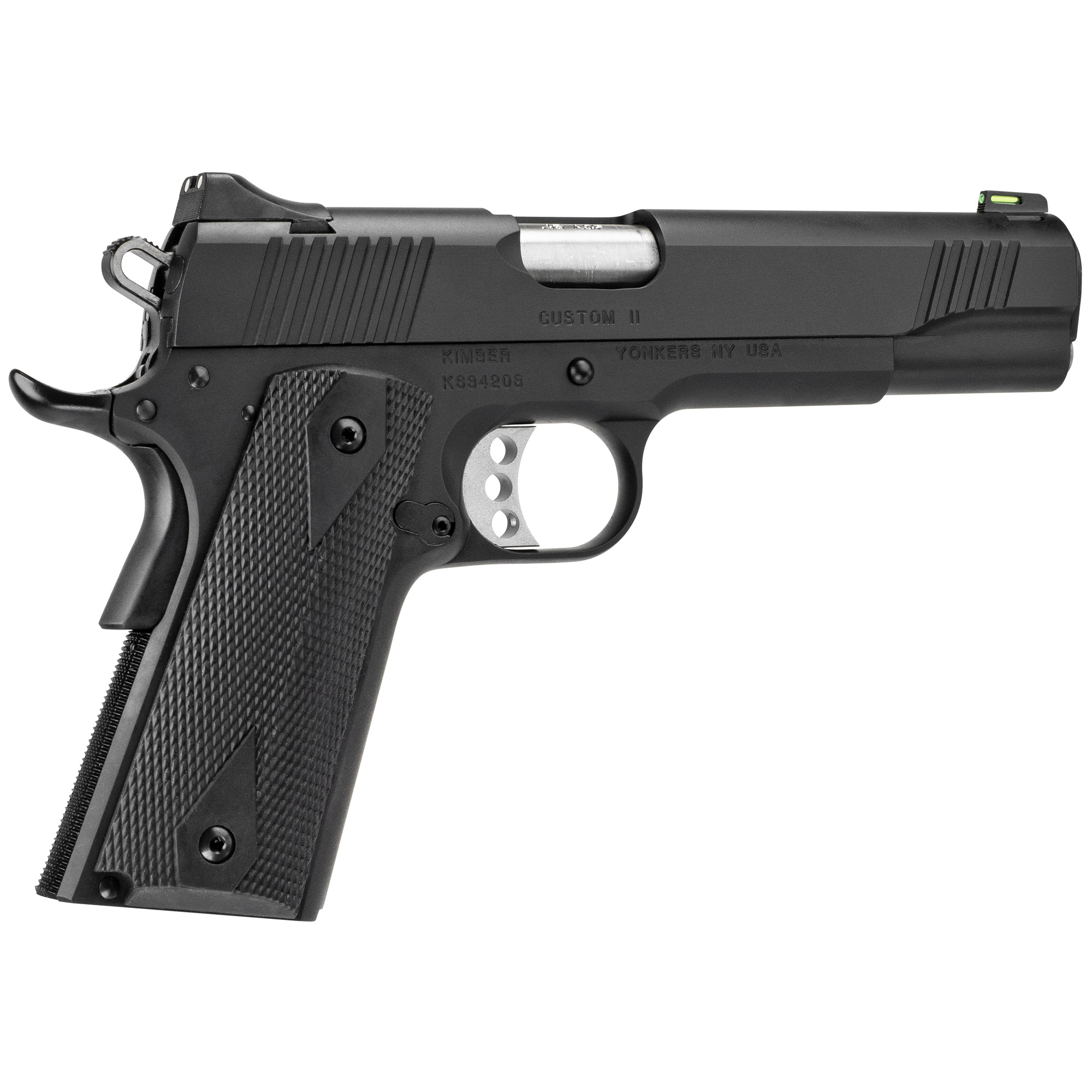 Kimber Custom II 1911 5″ 10mm 8rd Fiber Optic – Black