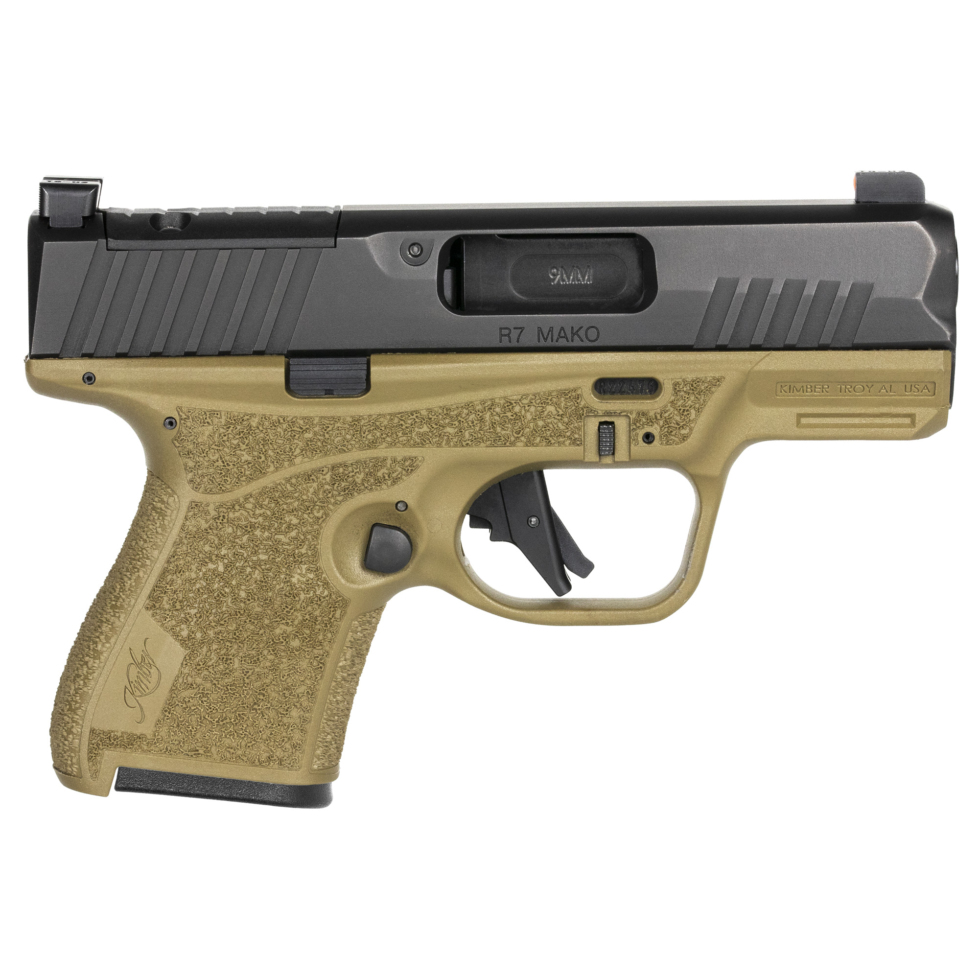 Kimber R7 Mako Striker Fired 3.37″ 9mm 10rd Night Sights – Flat Dark Earth, Black