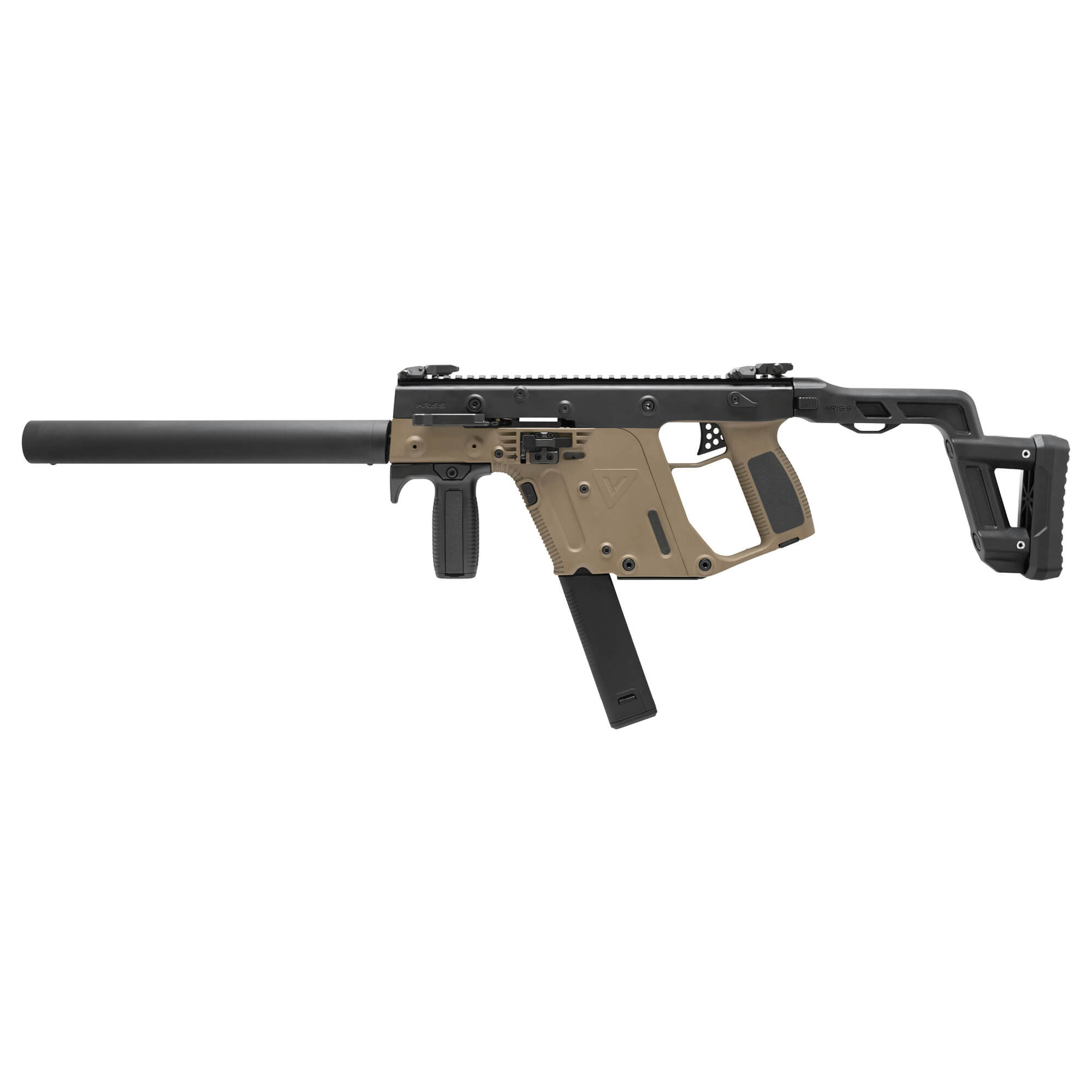 Kriss Vector CRB Origin Carbine 16″ 45 ACP 30rd Front/Rear Flip Sights – Black, Flat Dark Earth