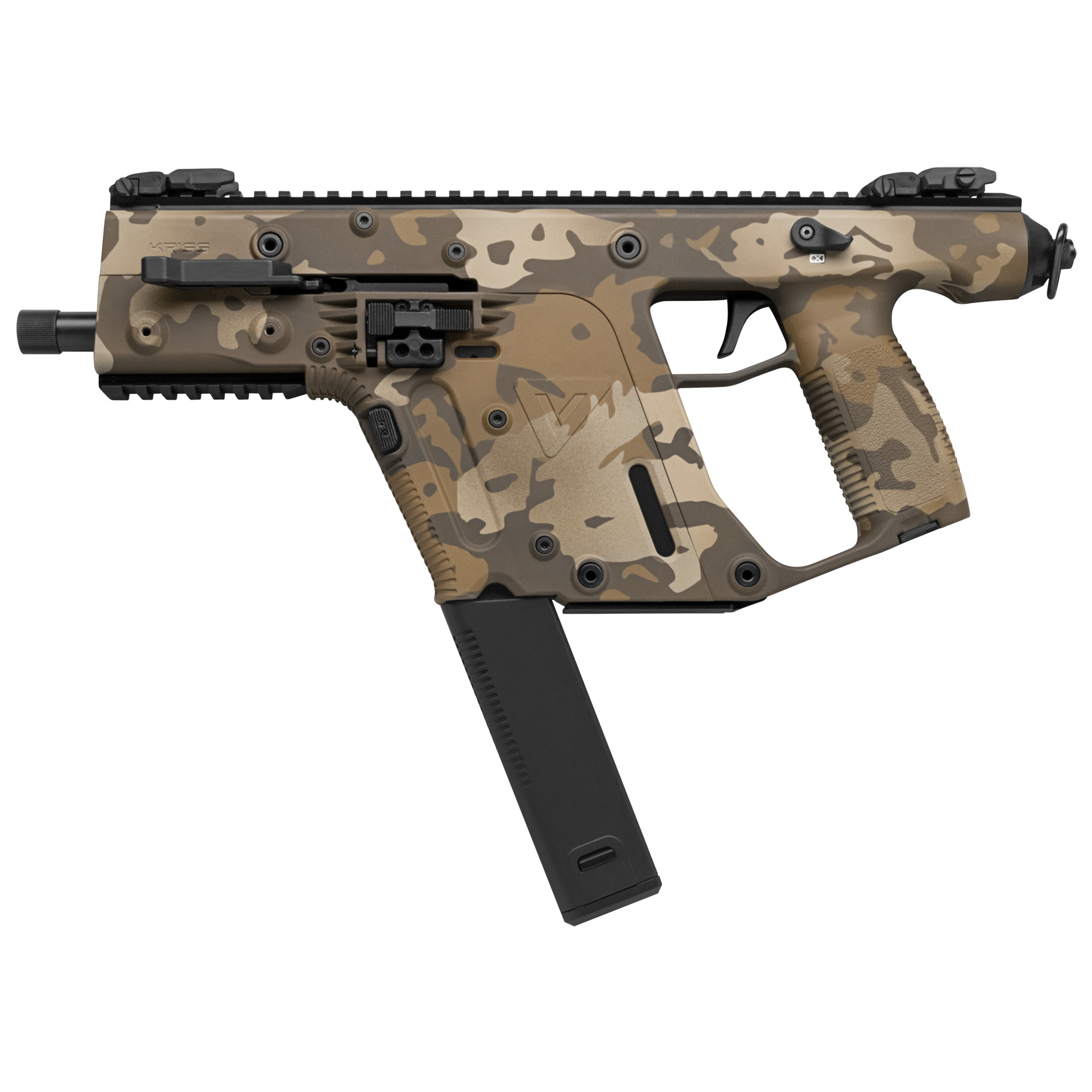 Kriss Vector SDP Gen2 5.5″ 45 ACP 9mm 40rd Front/Rear Flip Sights – MultiCam Flat Dark Earth