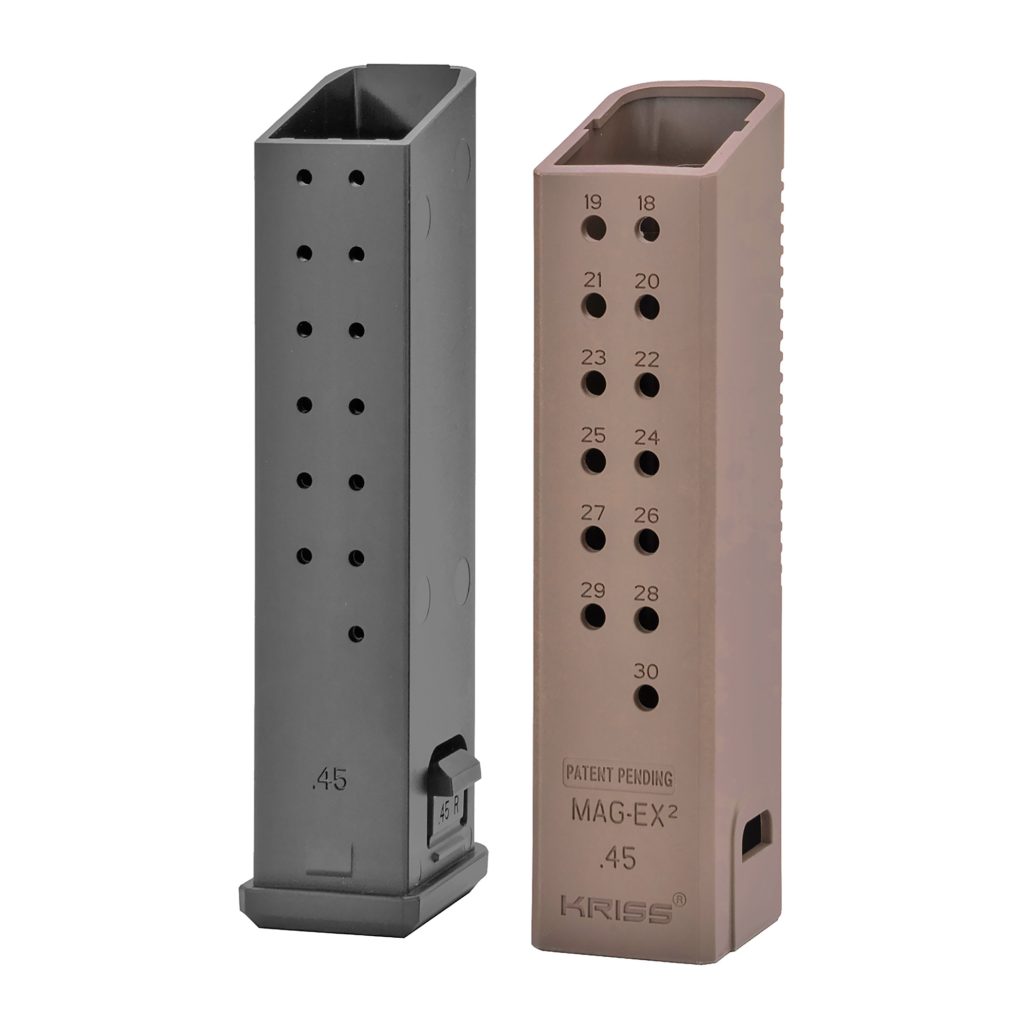 Kriss Vector Mag-Ex2 Glock Magazine 45 ACP 30rd Extension – FDE – 3 Pack