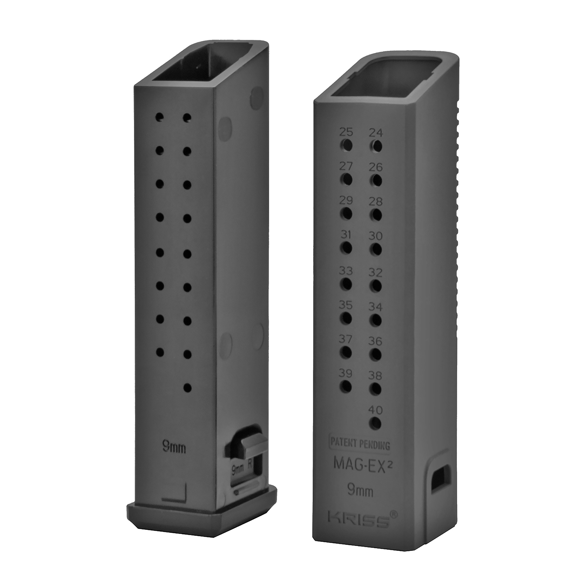 Kriss Vector Mag-Ex2 Glock Magazine 9mm 40rd Extension – Black – 3 Pack