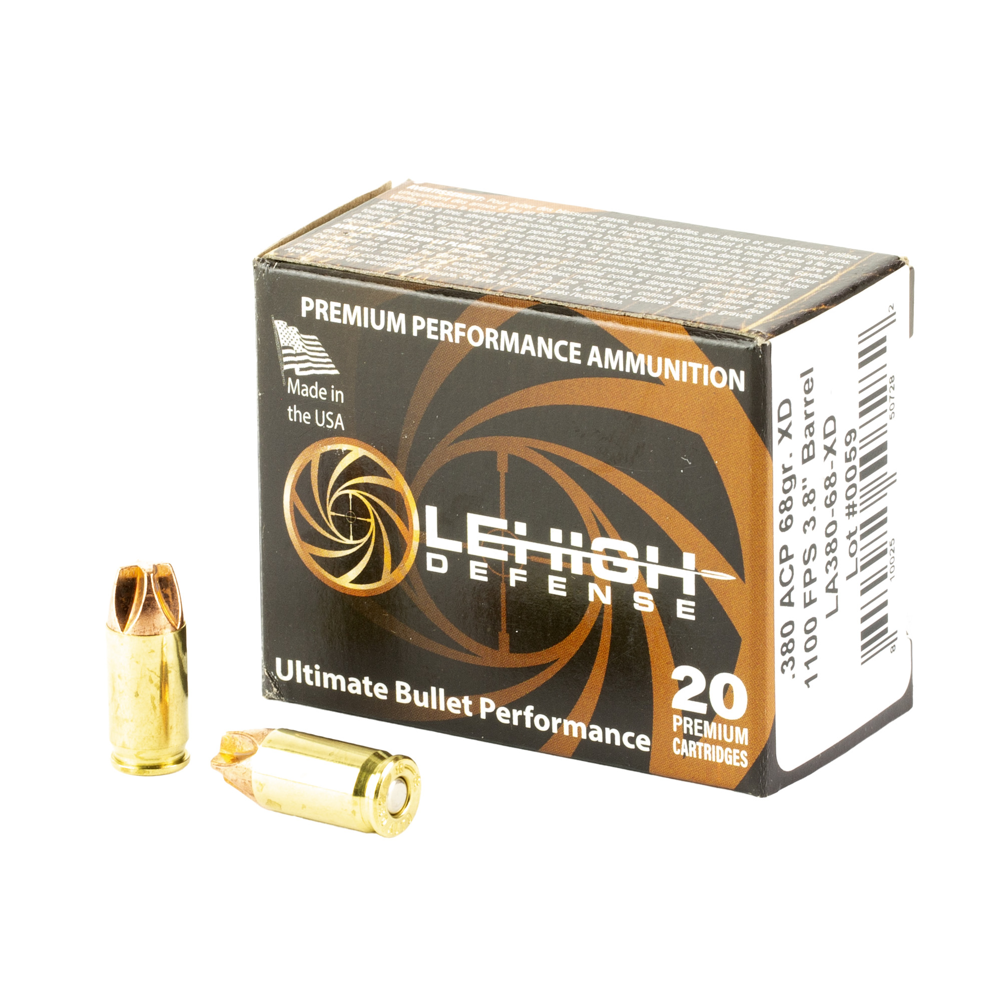 Lehigh Defense Xtreme Defense 380 ACP 68gr Fluid Transfer Monolithic – 20rd