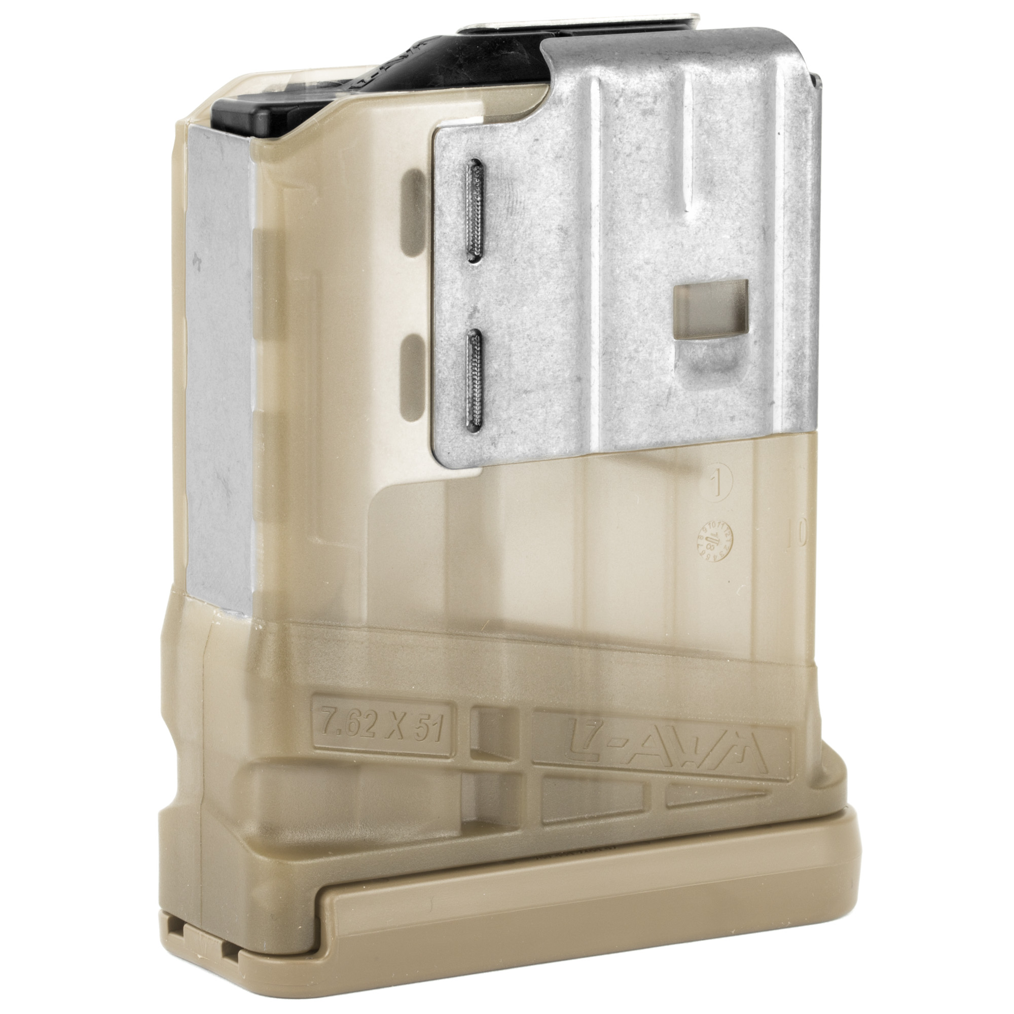 Lancer L7 Advanced Warfighter 308 Winchester Magazine 10rd – Translucent Dark Earth