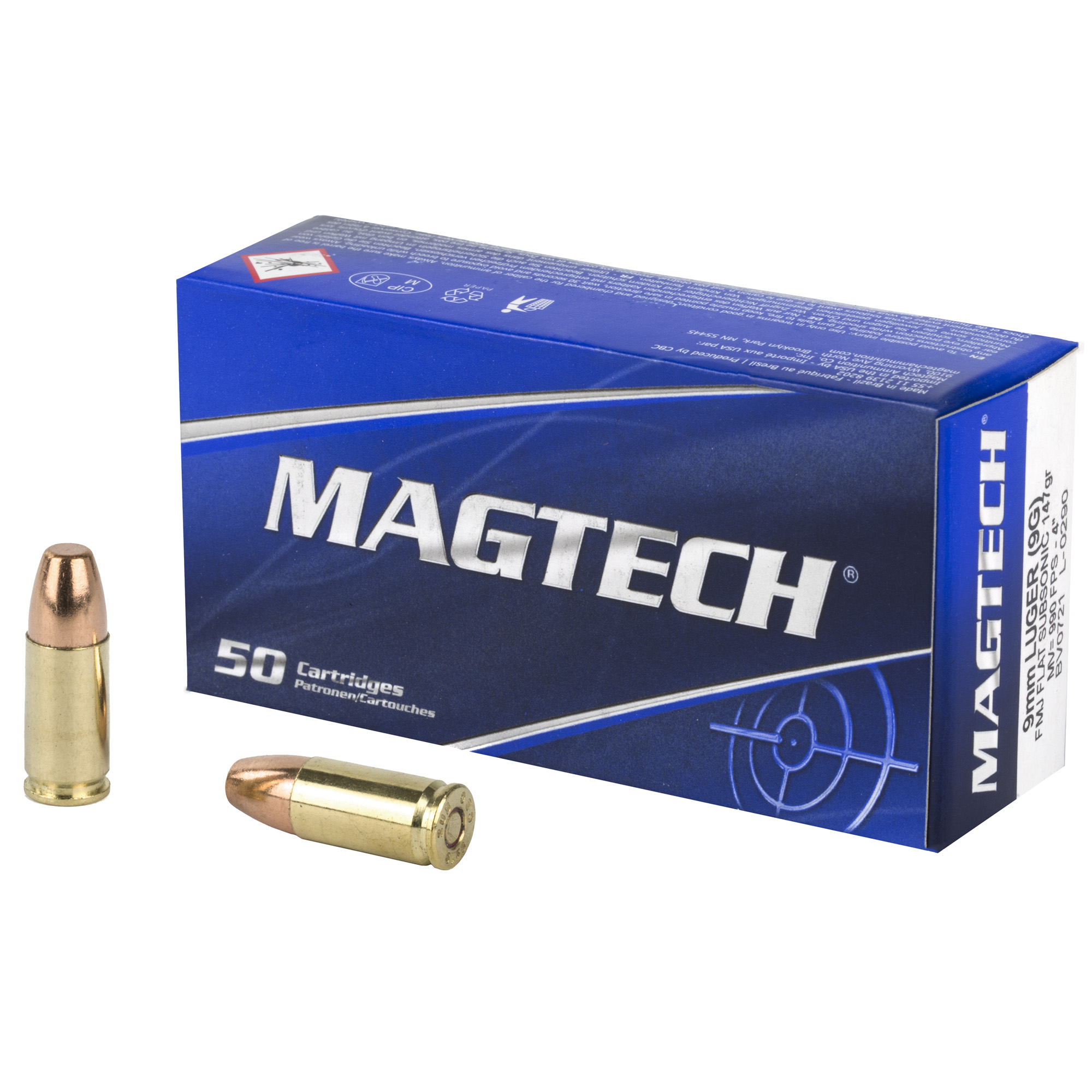 Magtech Sport Shooting 9mm Subsonic 147gr Full Metal Jacket – 50rd