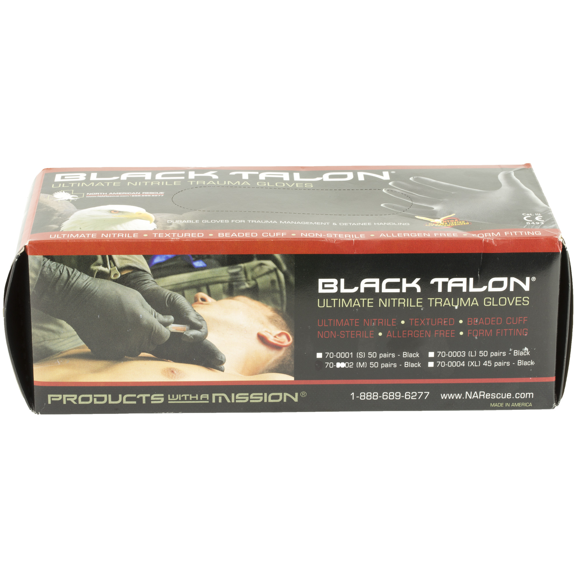 North American Rescue Talon Gloves Medical Medium – 50 Pairs – Black