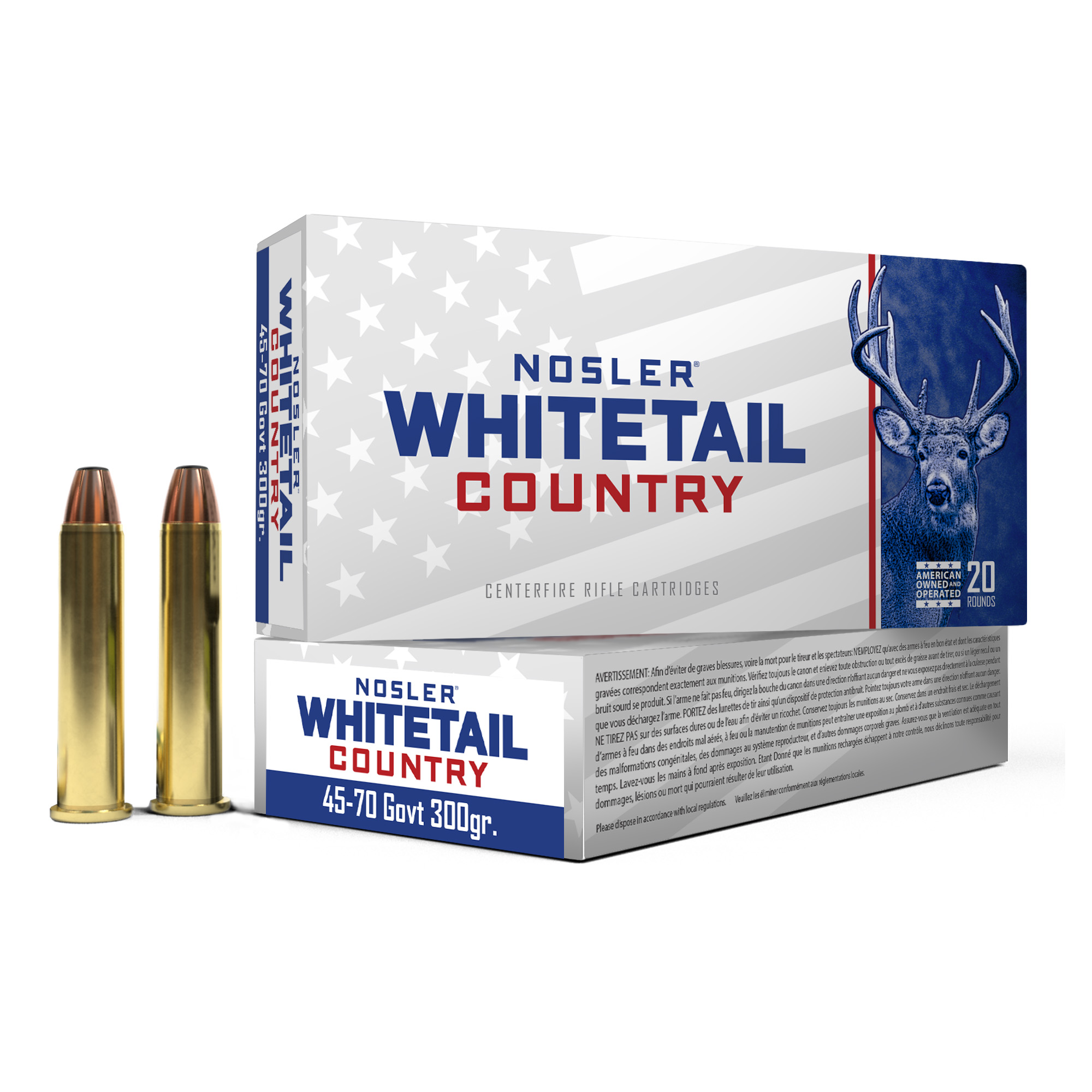 Nosler Whitetail Country 45-70 Government 300gr Straight Wall – 20rd