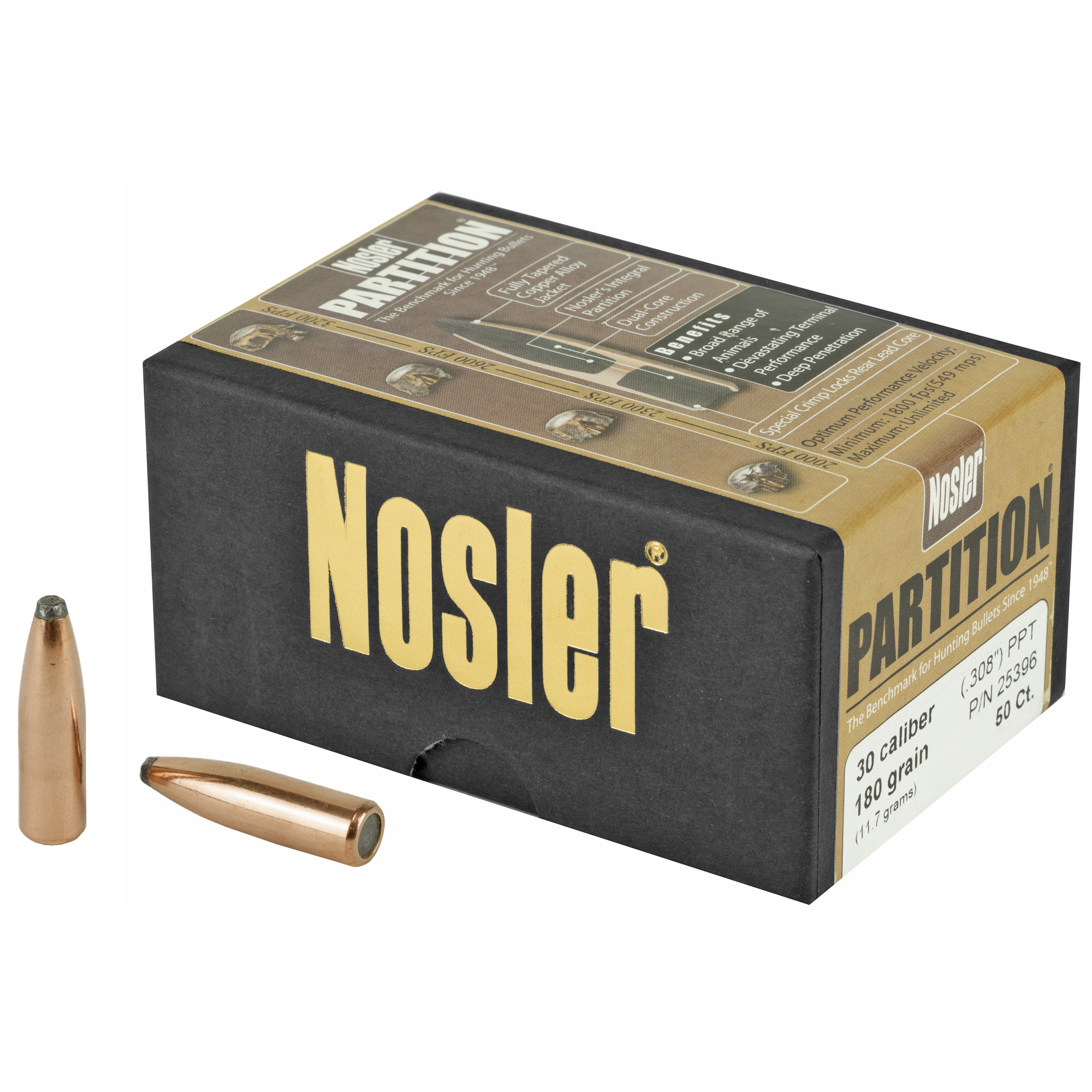 Nosler Partition 30 Caliber .308 180gr Lead and Copper – 50