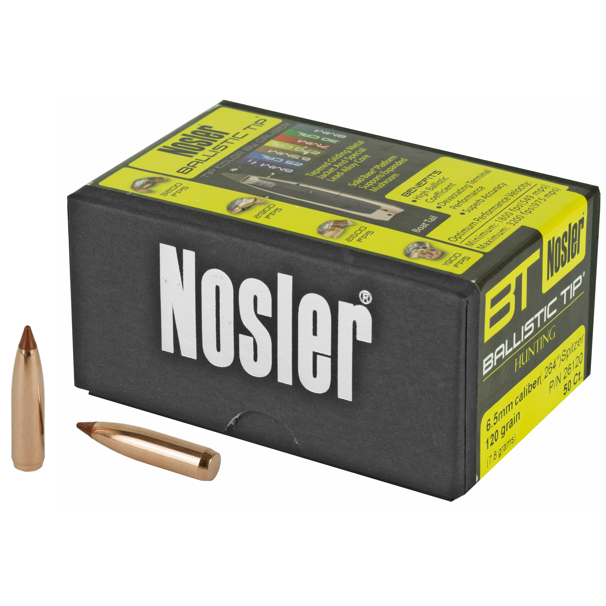 Nosler Ballistic Tip 6.5MM .264 120gr Lead and Copper – 50