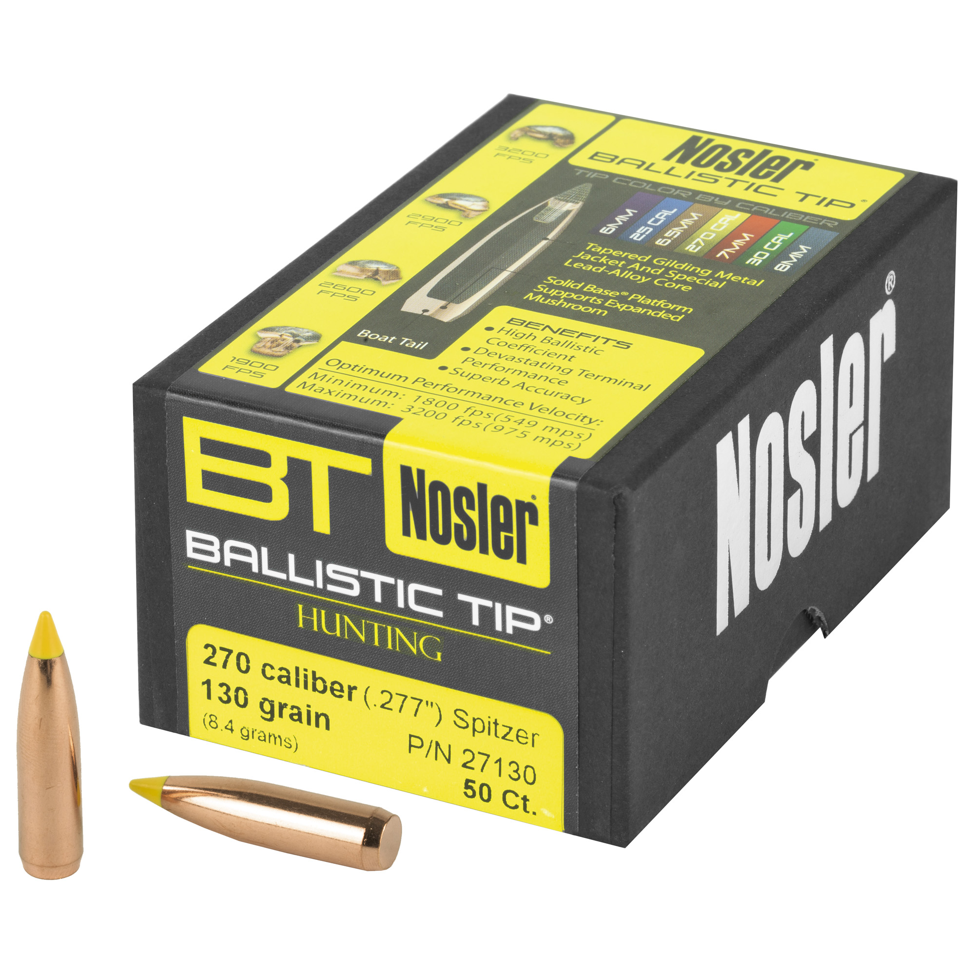 Nosler Ballistic Tip 270 Caliber .277 130gr Lead and Copper – 50