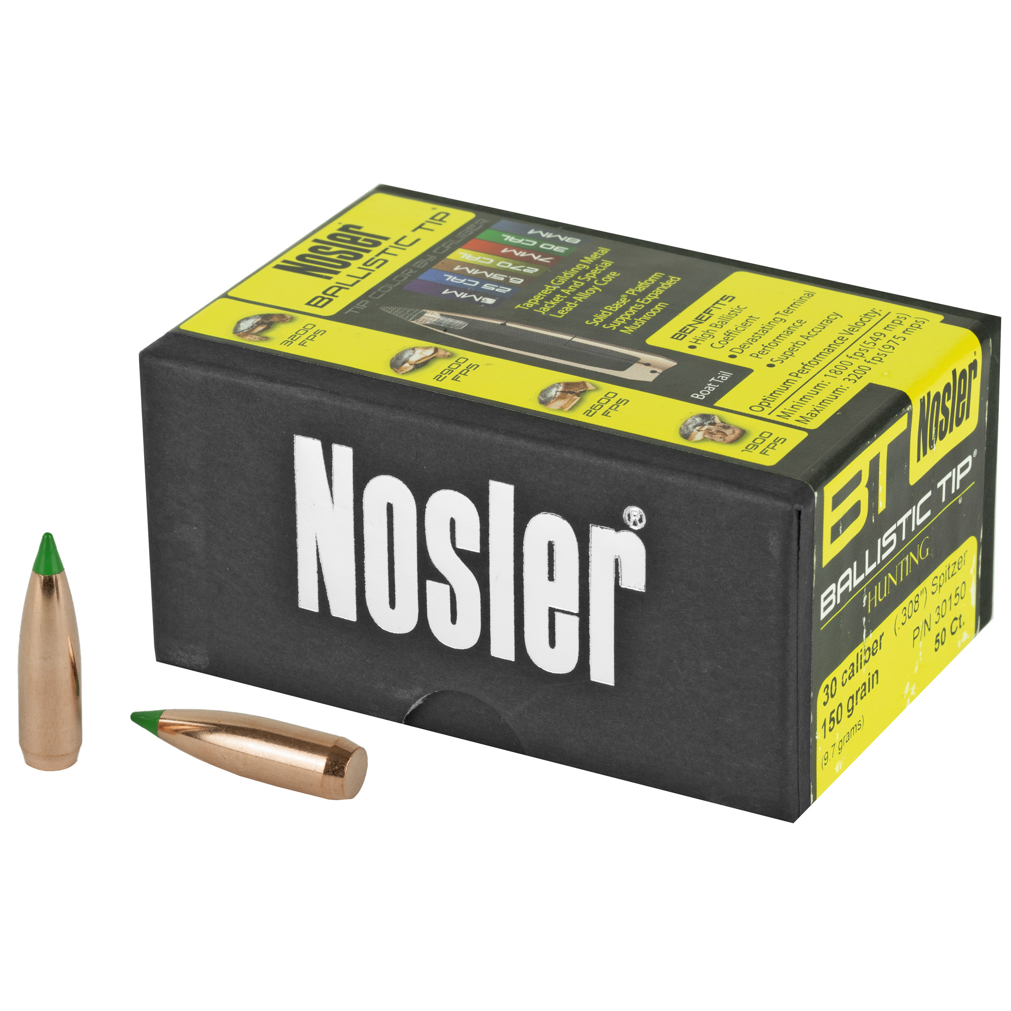 Nosler Ballistic Tip 30 Caliber .308 150gr Lead and Copper – 50