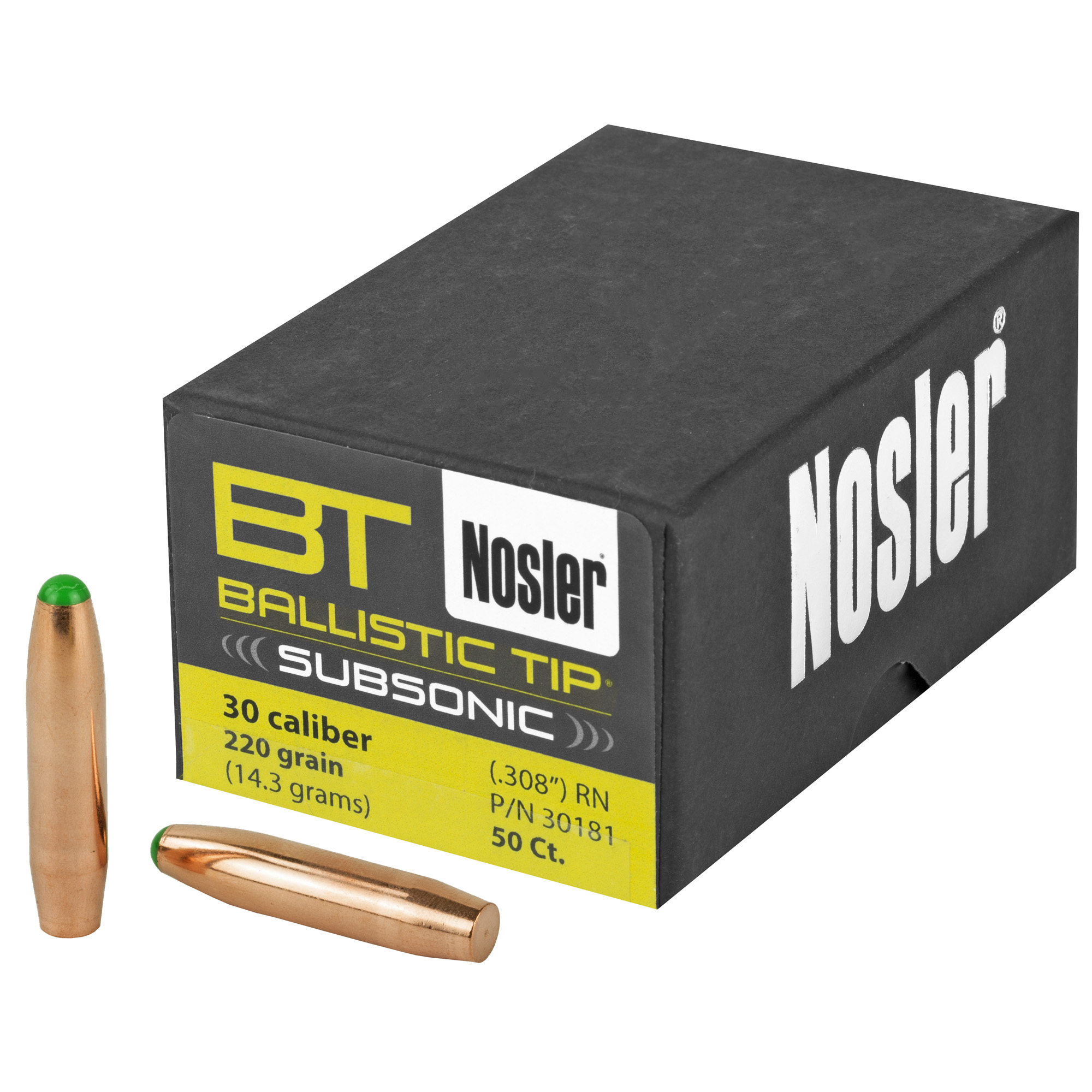 Nosler Ballistic Tip 30 Caliber .308 220gr Lead and Copper – 50