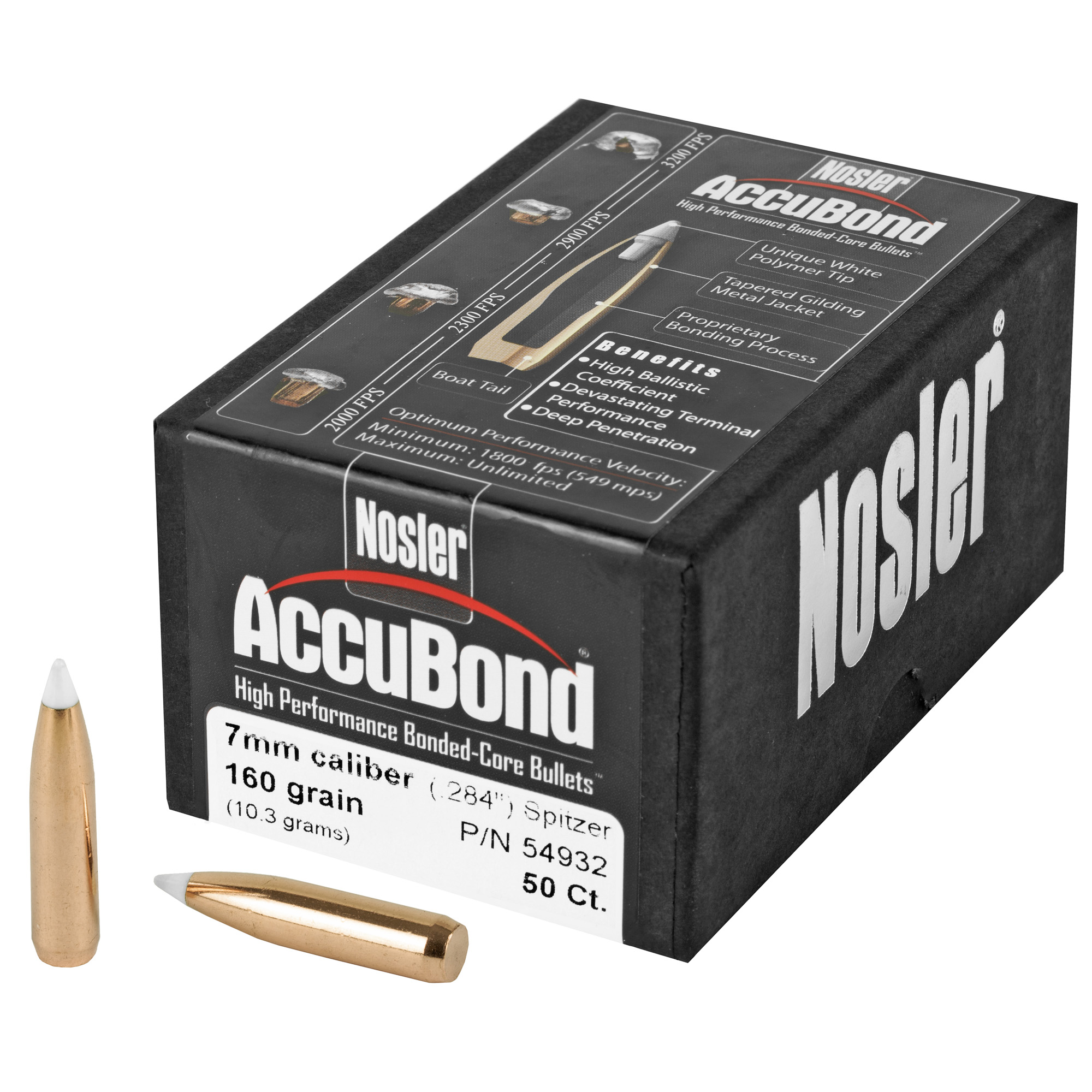 Nosler AccuBond 7MM .284 160gr Copper, Alloy, Lead – 50