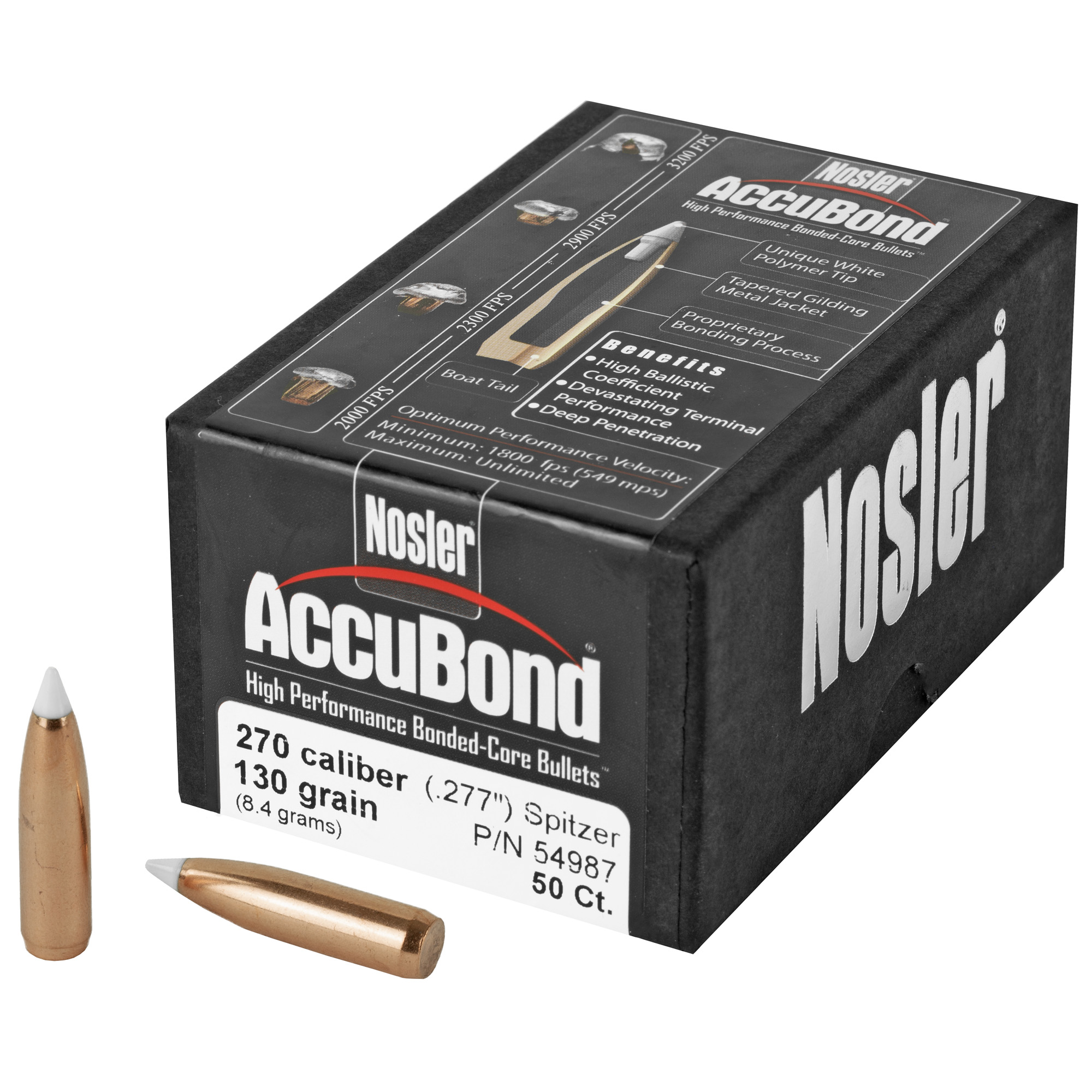 Nosler AccuBond 270 Caliber .277 130gr Copper, Alloy, Lead – 50