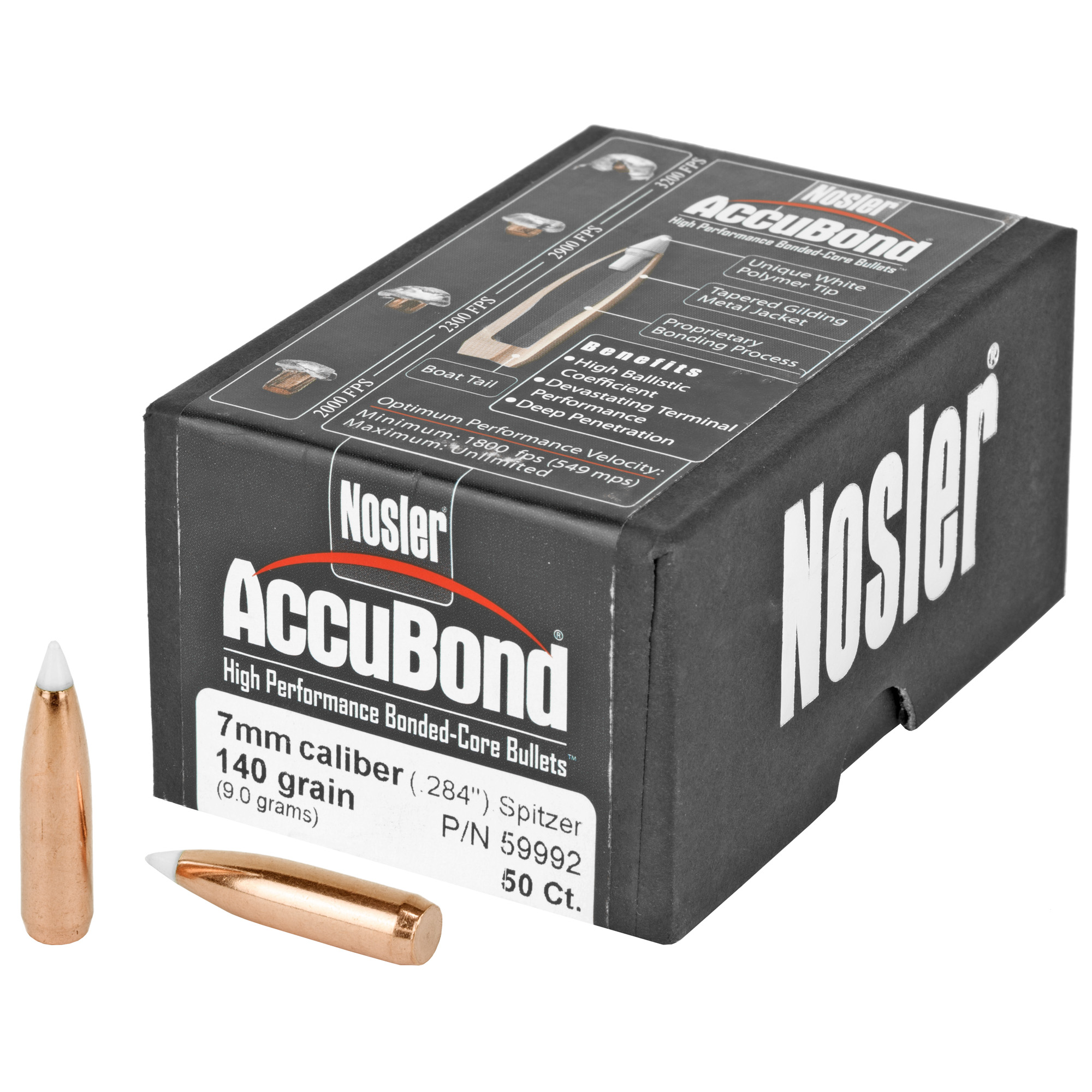 Nosler AccuBond 7MM .284 140gr Copper, Alloy, Lead – 50