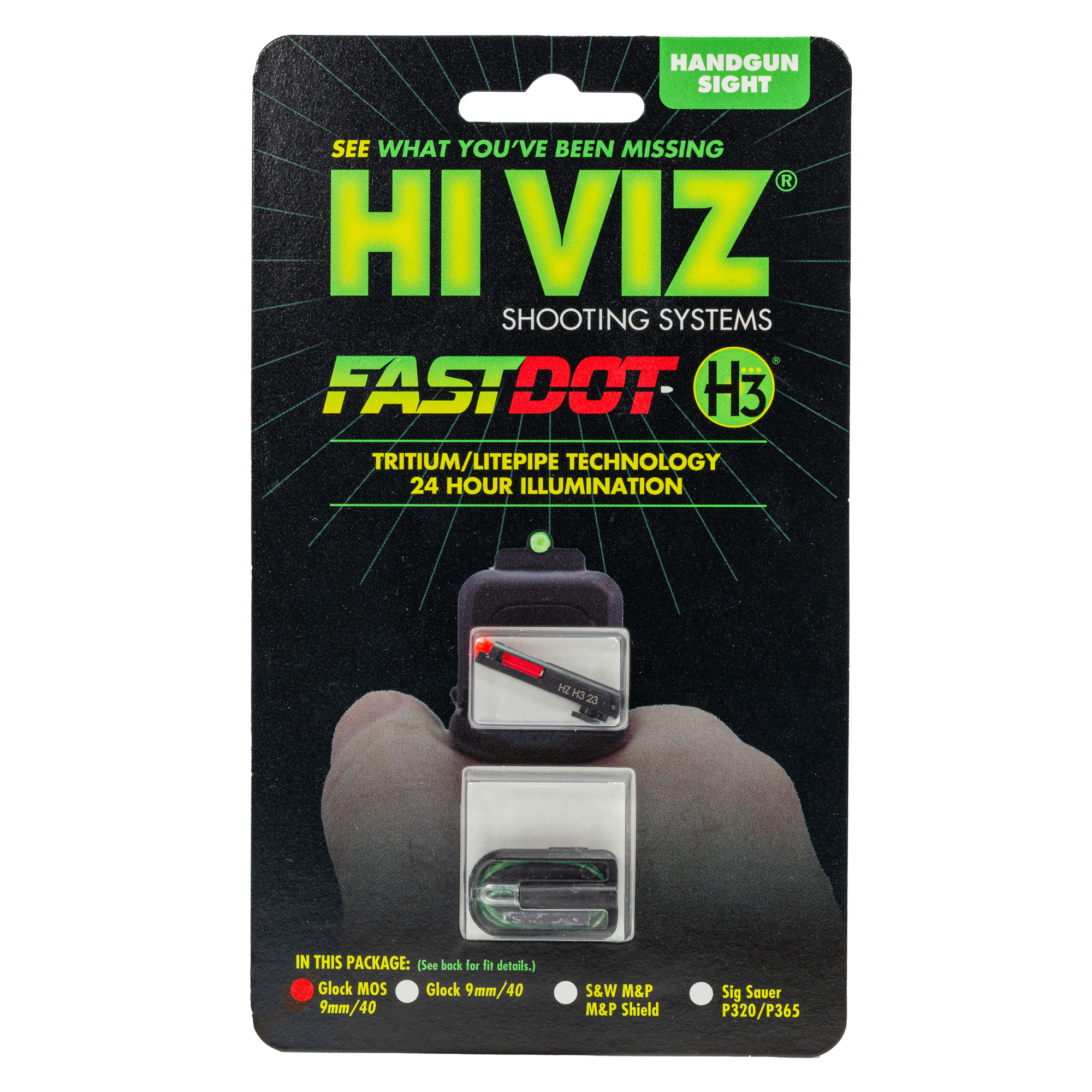 Hi-Viz Glock 9/40SW/357Sig FASTDOT H3 – Red, Green