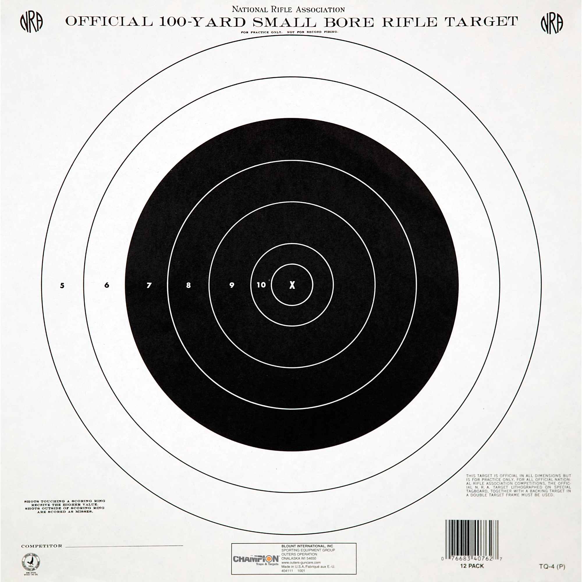 Champion Traps & Targets GTQ4 NRA – 12/Pack