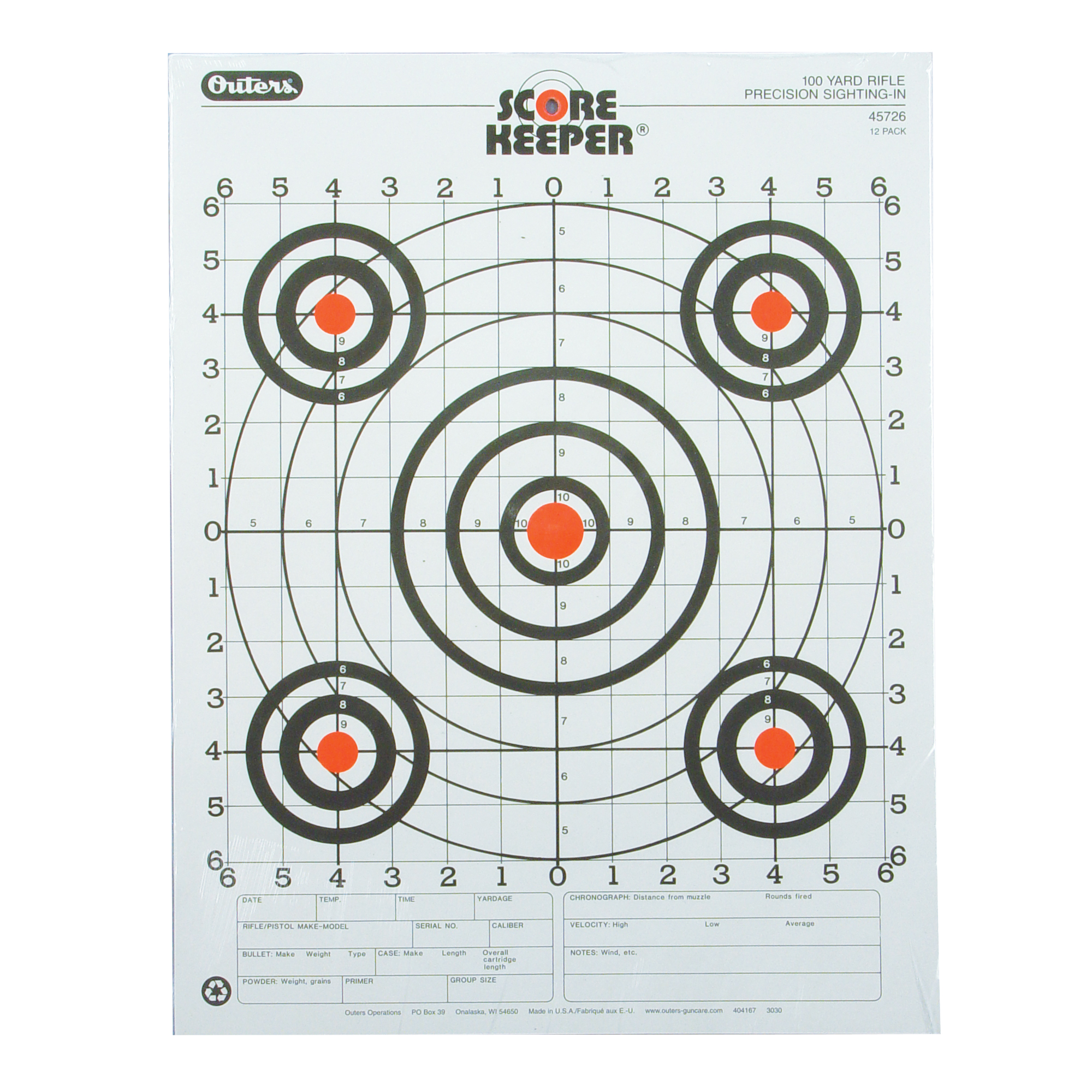 Champion Traps & Targets Orange Bullseye Scorekeeper – 12/Pack