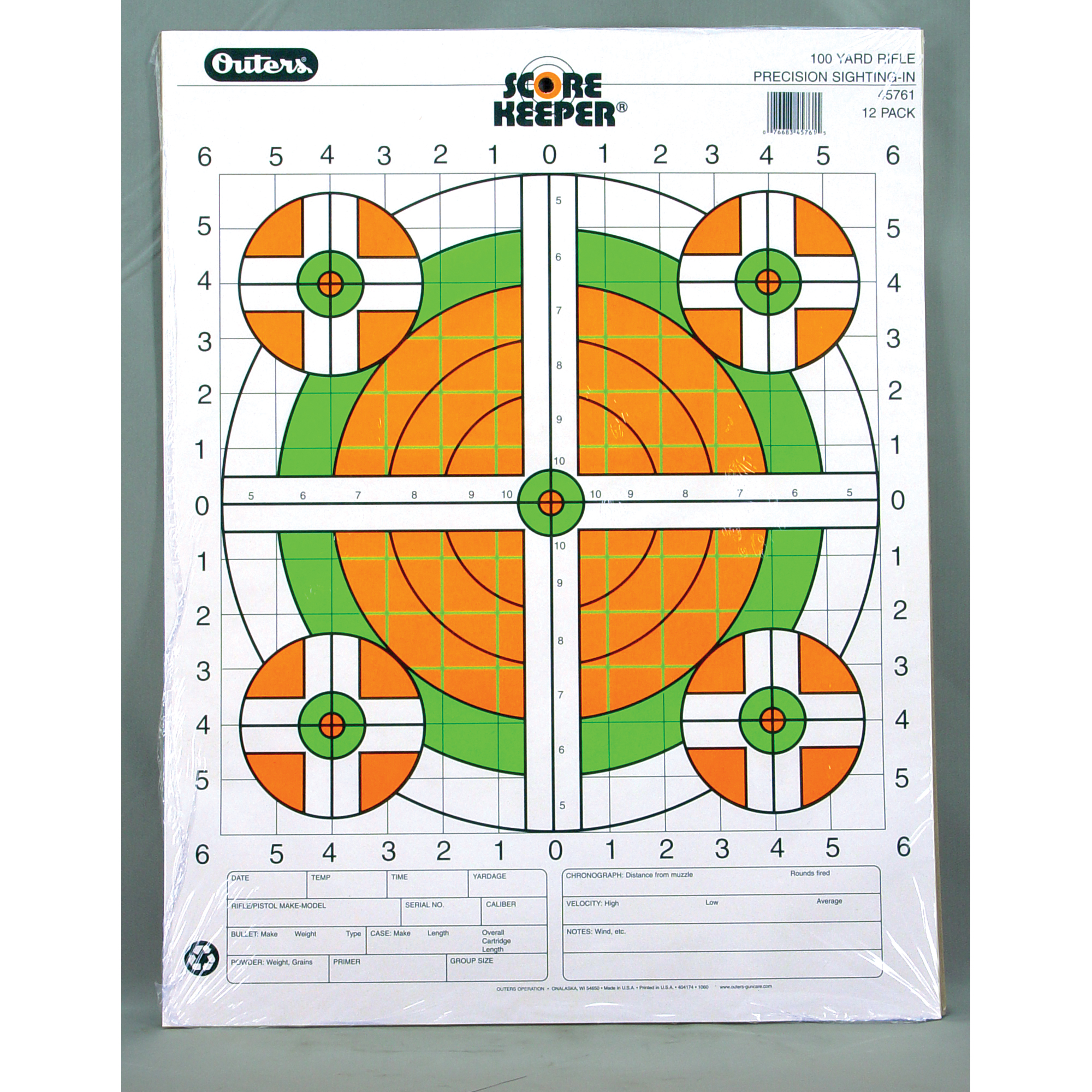 Champion Traps & Targets Fluorescent Orange/Green Bullseye Scorekeeper – 12/Pack