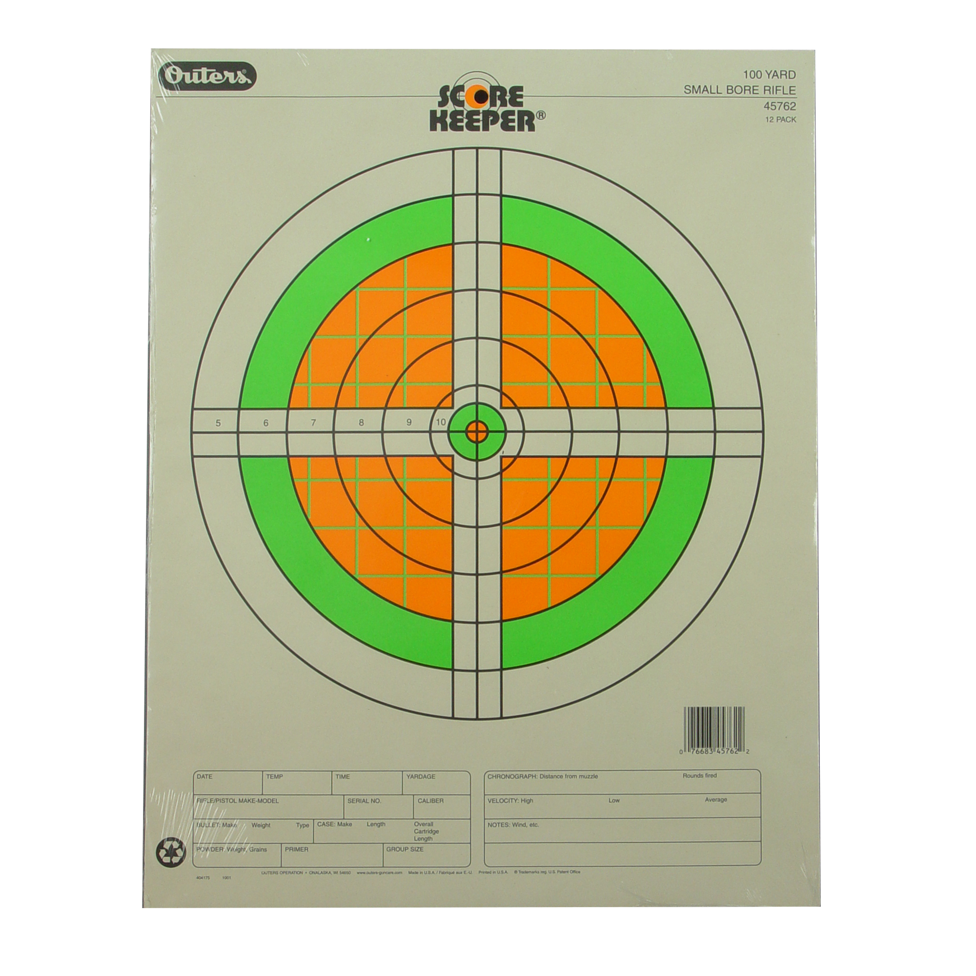 Champion Traps & Targets Fluorescent Orange/Green Bullseye Scorekeeper – 12/Pack