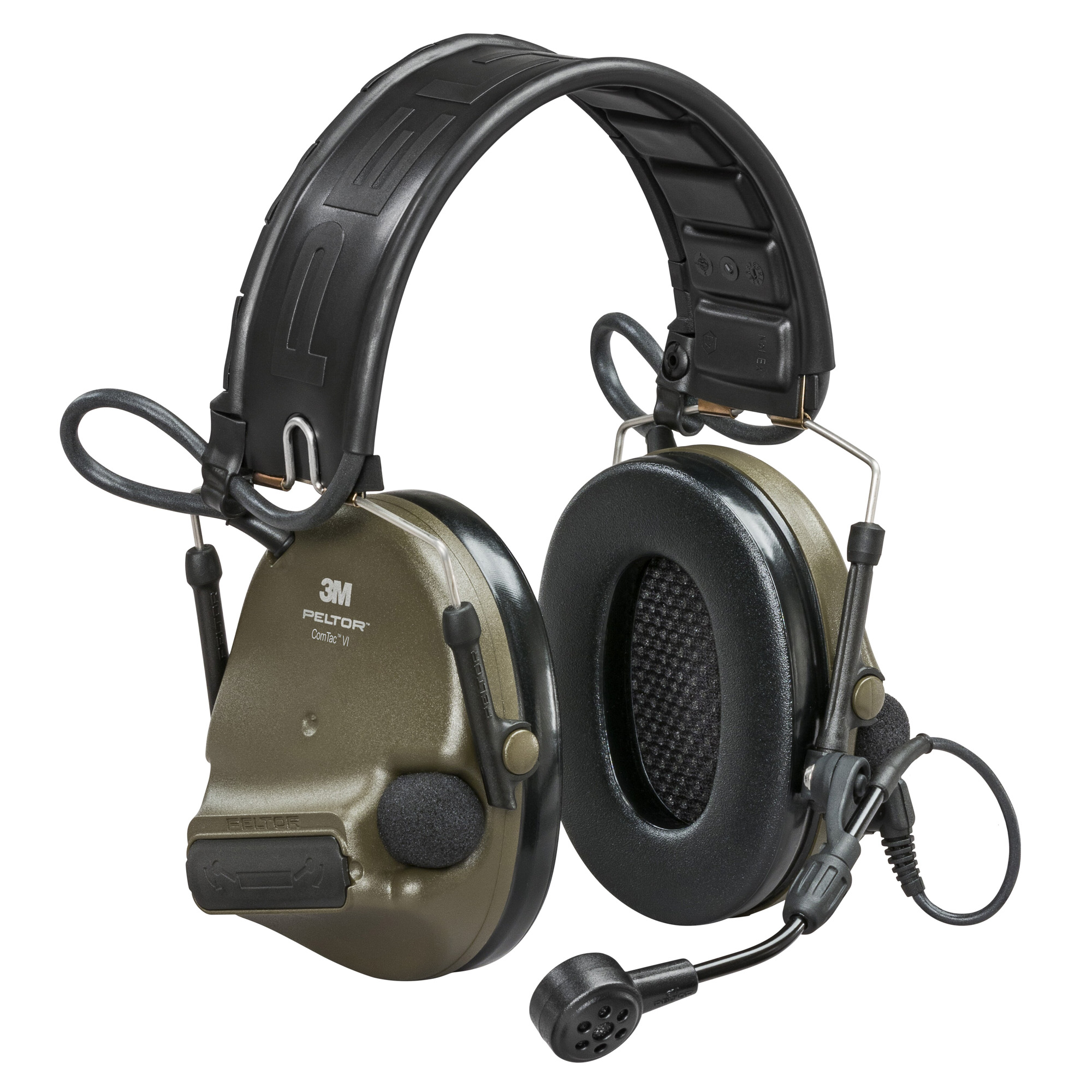 3M/Peltor ComTac VI Defender Electronic Earmuff – Olive Drab Green