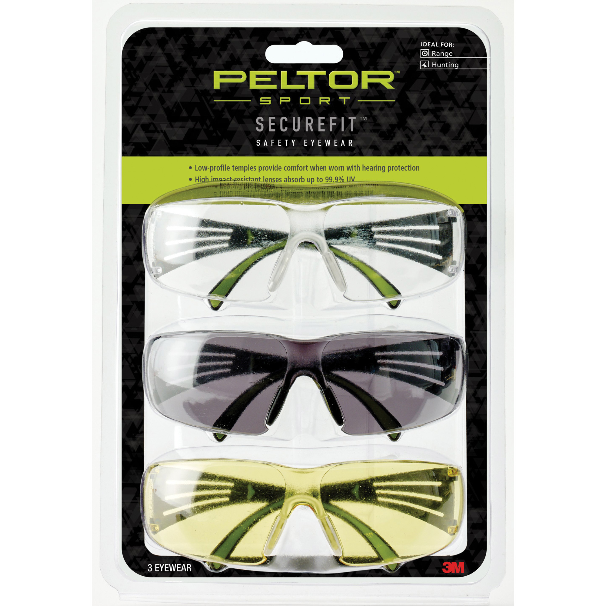 3M/Peltor Peltor Sport SecureFit 400 Polycarbonate Anti-fog Glasses – Amber, Clear, Gray