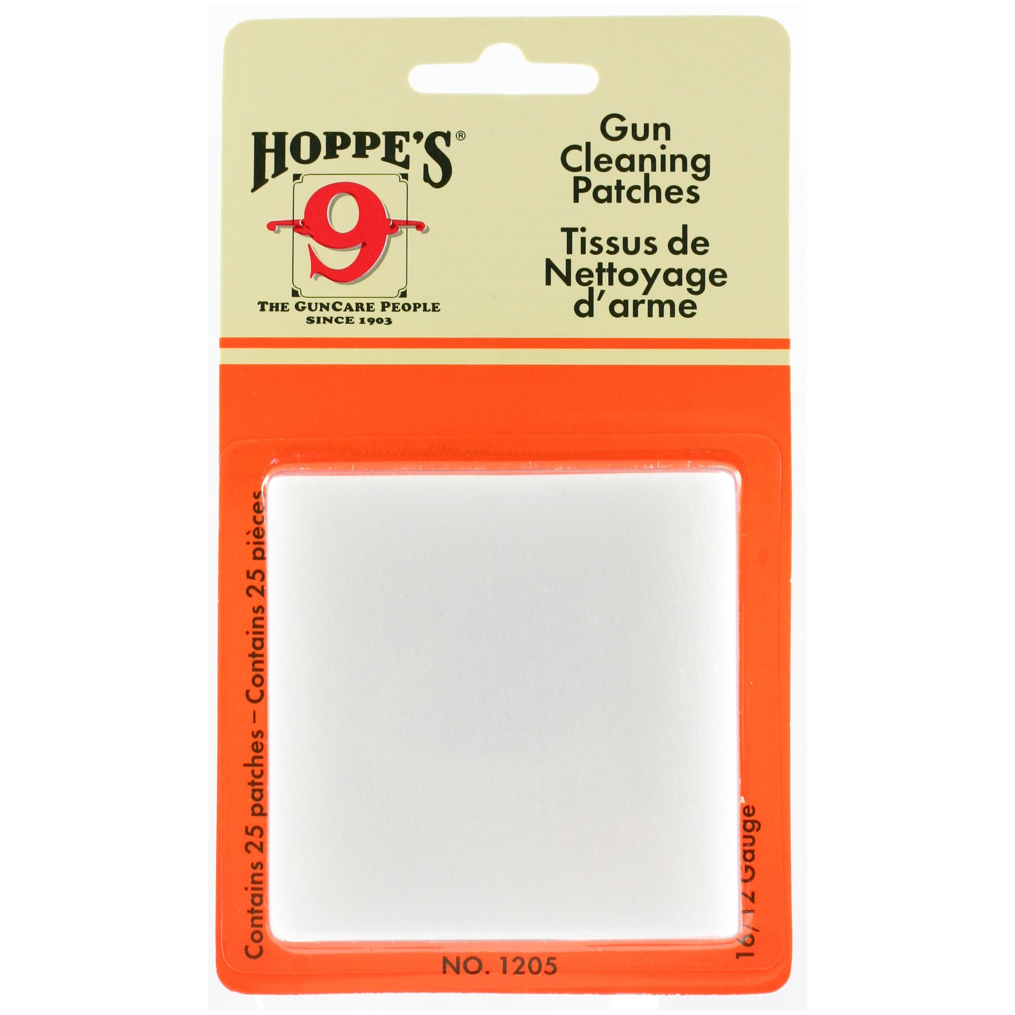 Hoppe’s 12/16 Gauge Cotton Patch – 25/Bag