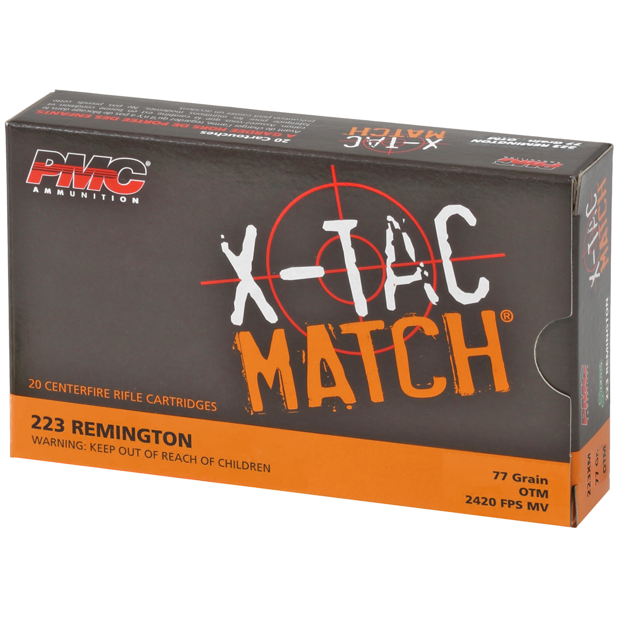 PMC XTAC Match 223 Remington 77gr Open Tip Match – 20rd