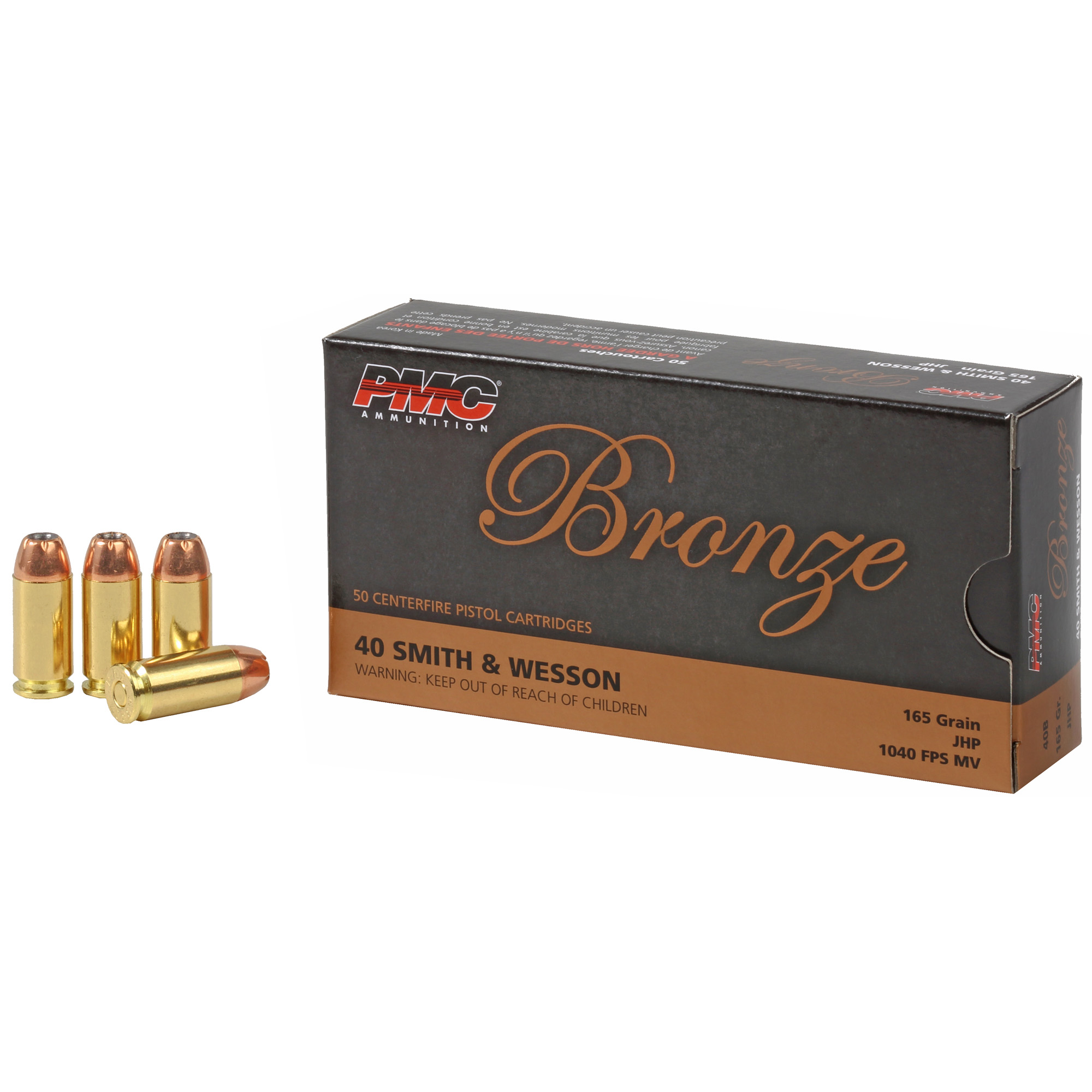 PMC Bronze 40 S&W 165gr Jacketed Hollow Point – 50rd