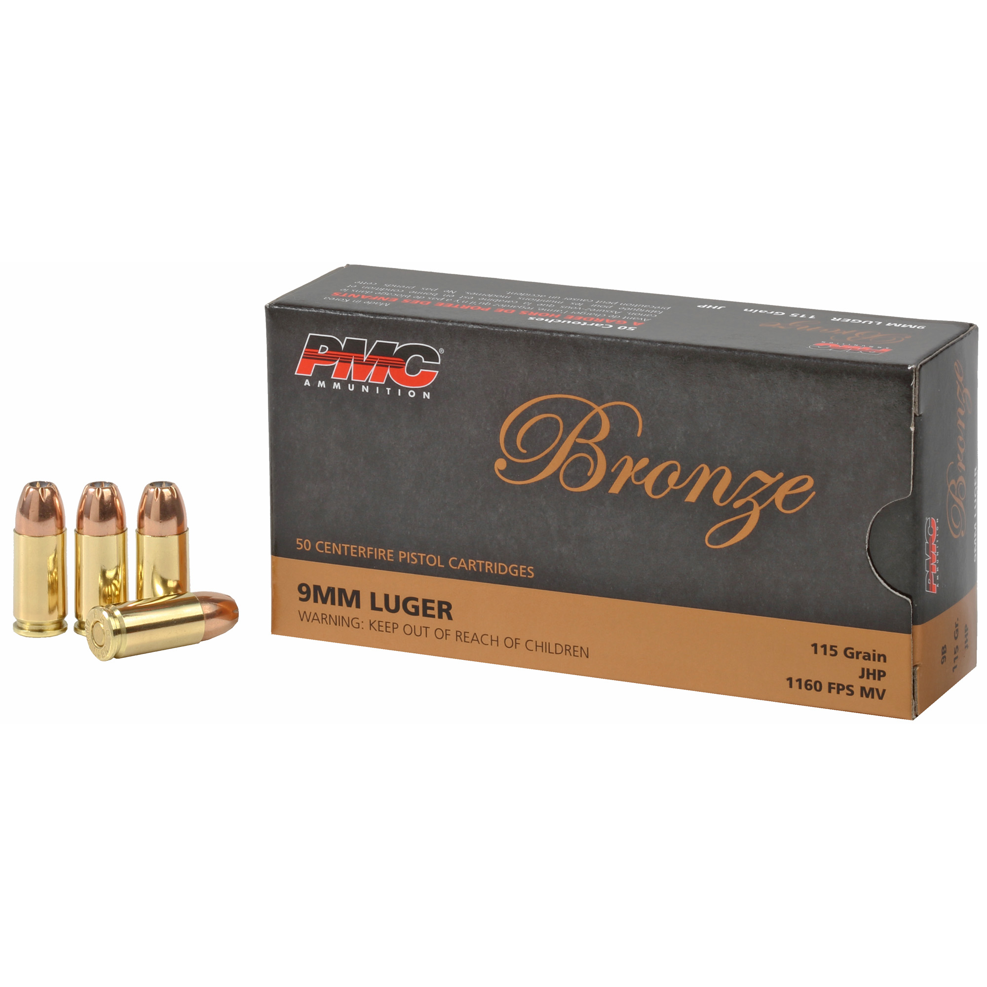 PMC Bronze 9mm 115gr Jacketed Hollow Point – 50rd