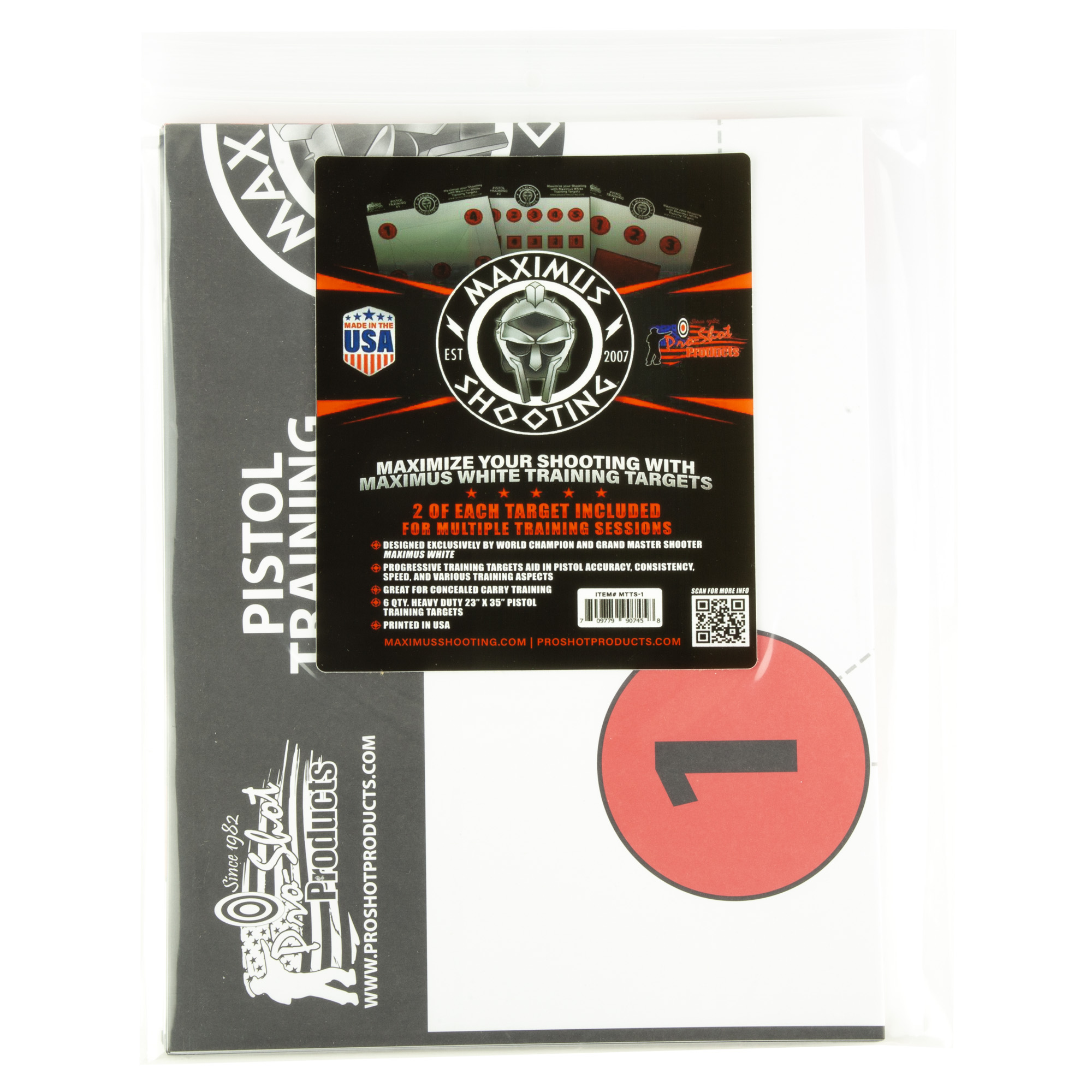 Pro-Shot Products Maximus White Pistol Training Target Set 23″x35″ – 6