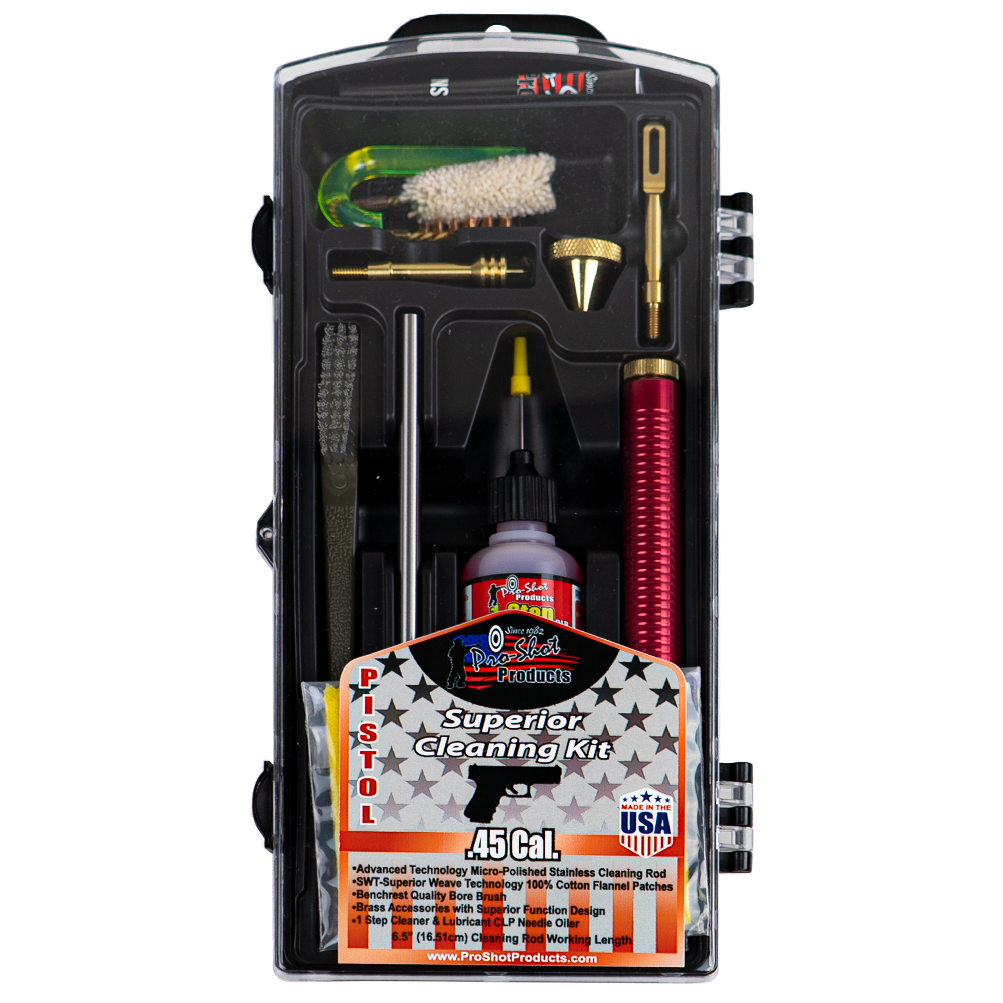 Pro-Shot Products 45 Caliber Premium Classic Pistol Cleaning Kit