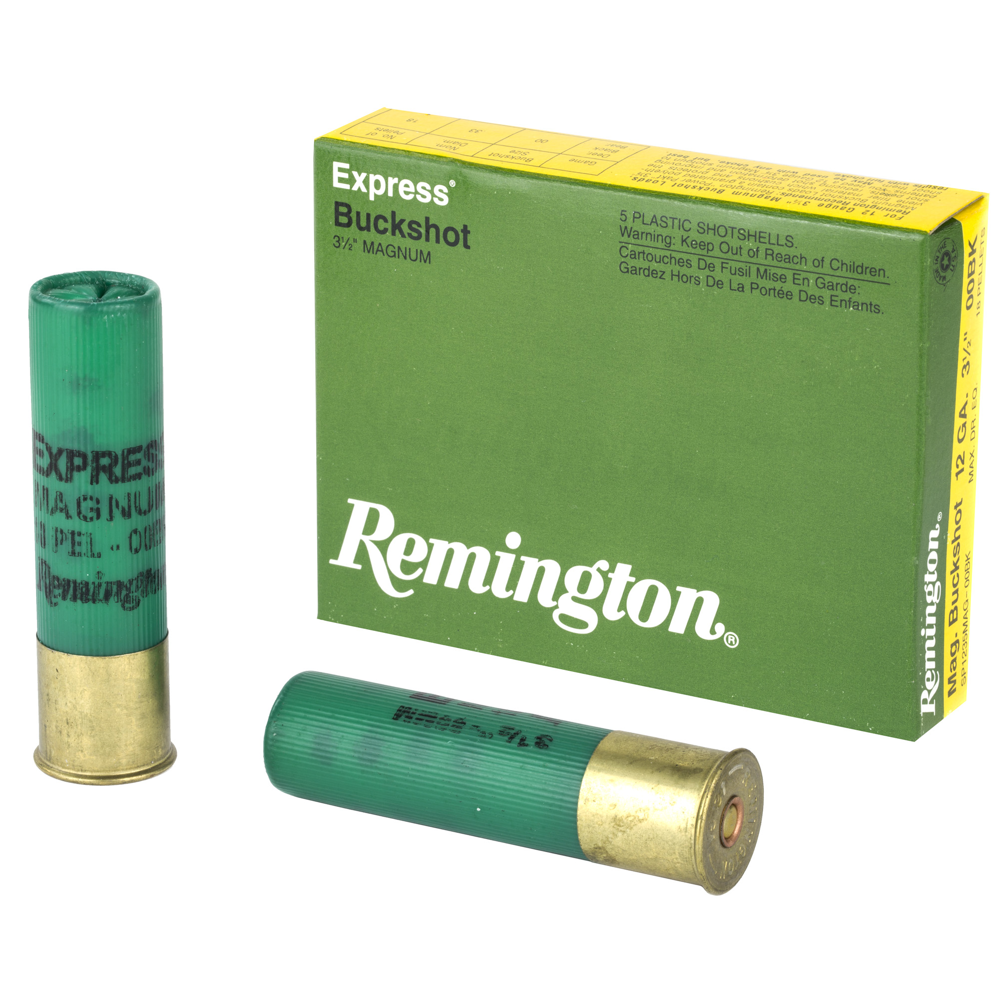 Remington Express Mag 12 Gauge 3.5″ 18 Pellets 00 Buck Buckshot – 5rd