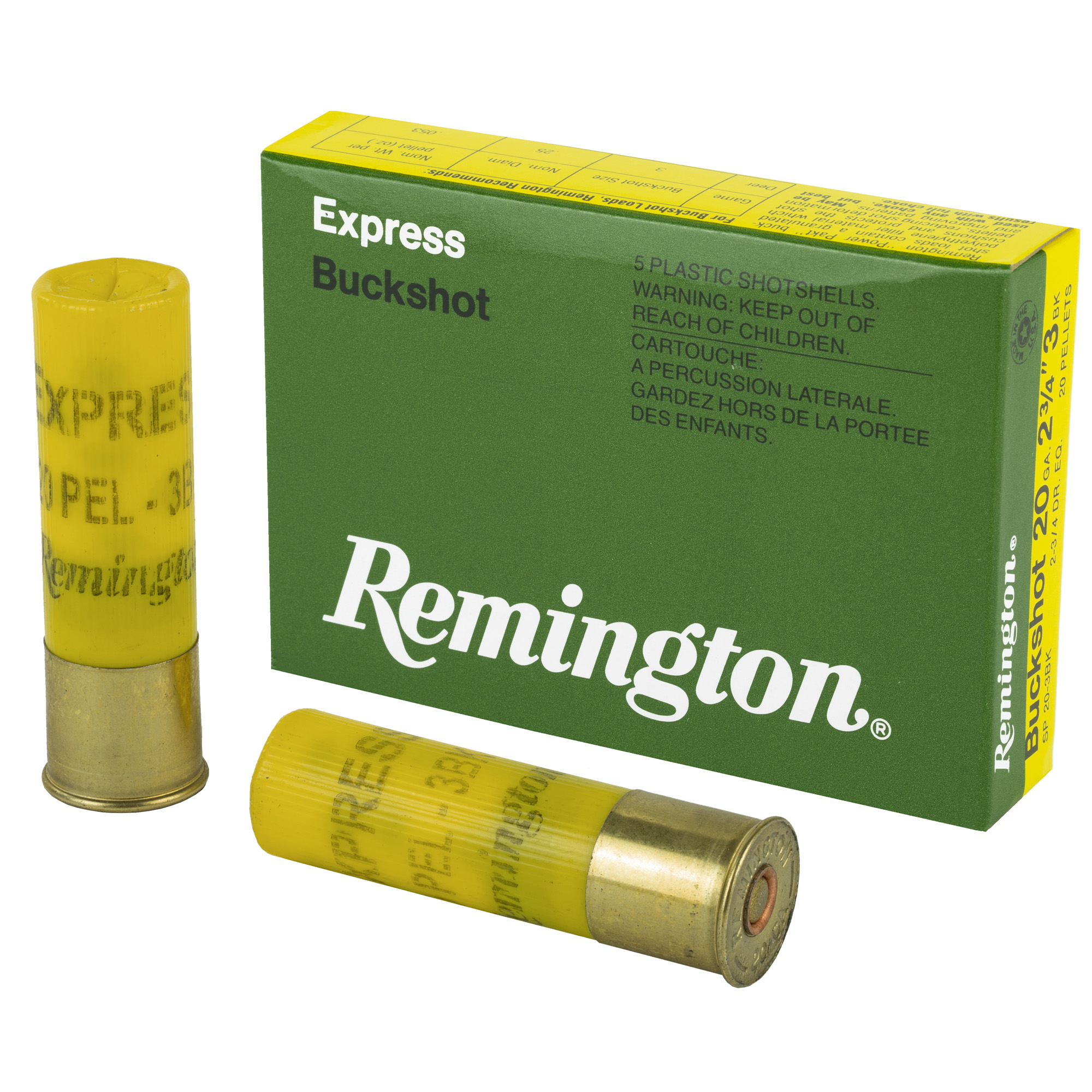 Remington Express 20 Gauge 2.75″ 20 Pellets 3 Buck Buckshot – 5rd