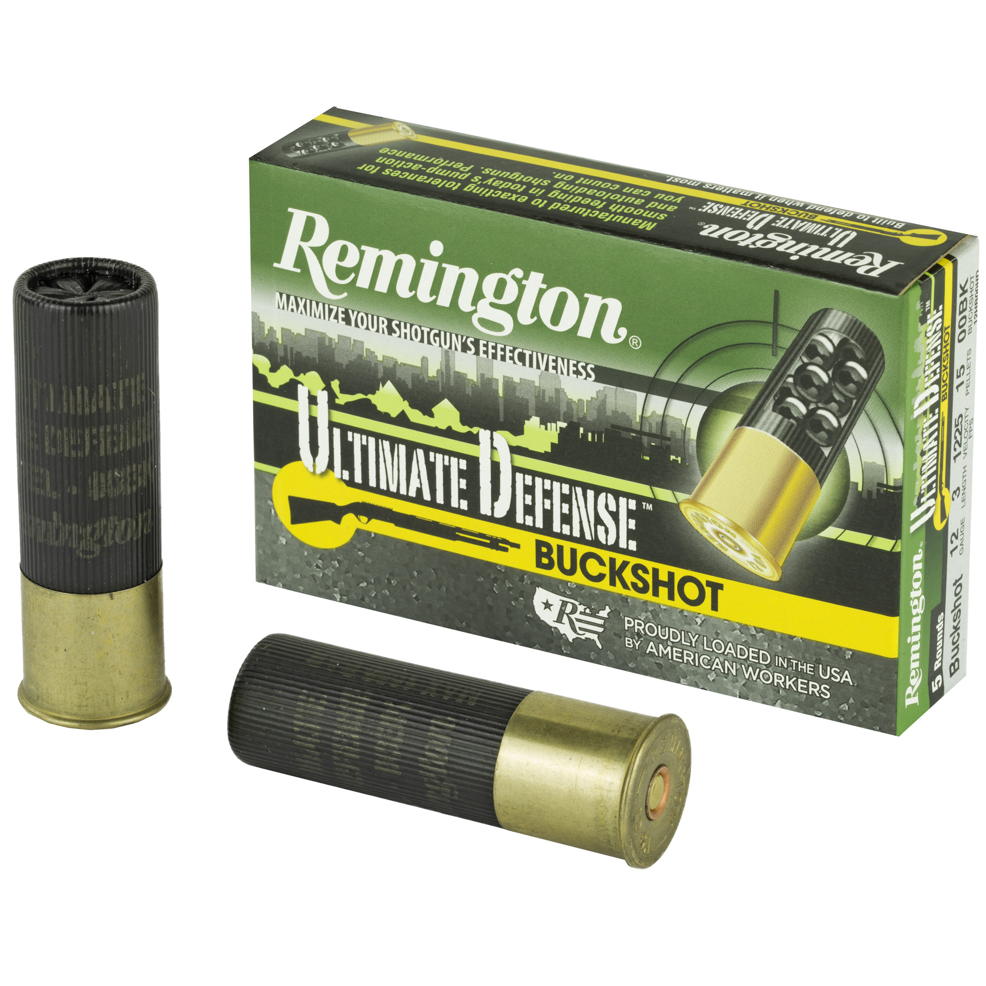 Remington Ultimate Defense 12 Gauge 3″ 15 Pellets 00 Buck Shotshell – 5rd