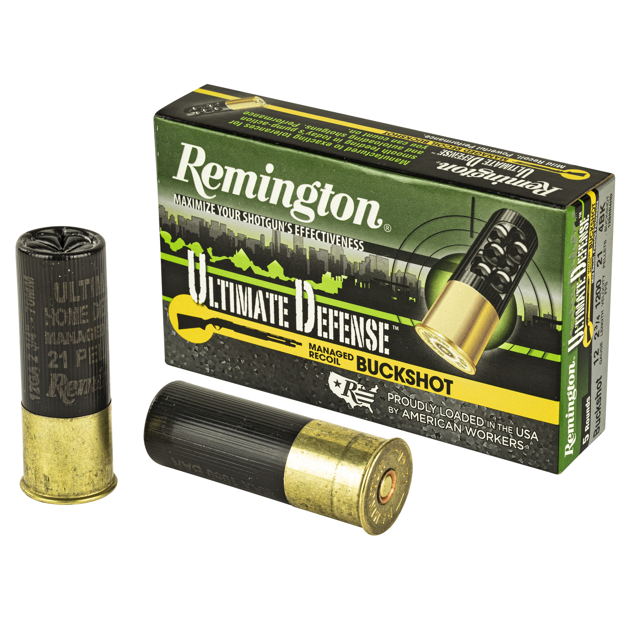 Remington Ultimate Defense 12 Gauge 2.75″ 21 Pellets #4 Shotshell – 5rd