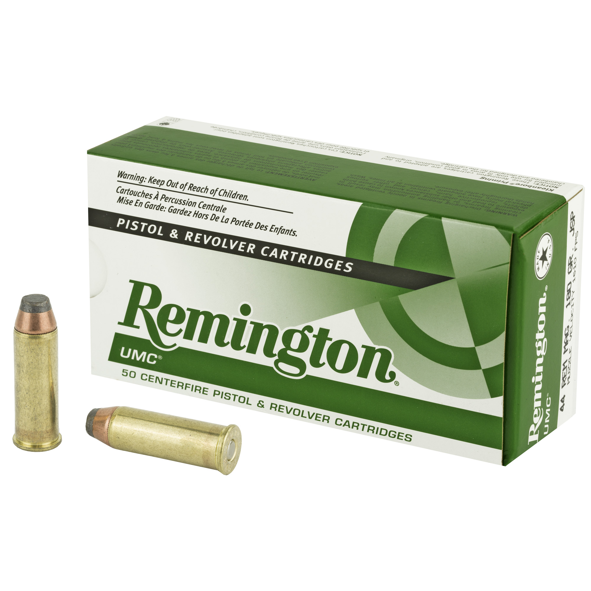 Remington UMC 44 Magnum 180gr Jacketed Soft Point – 50rd