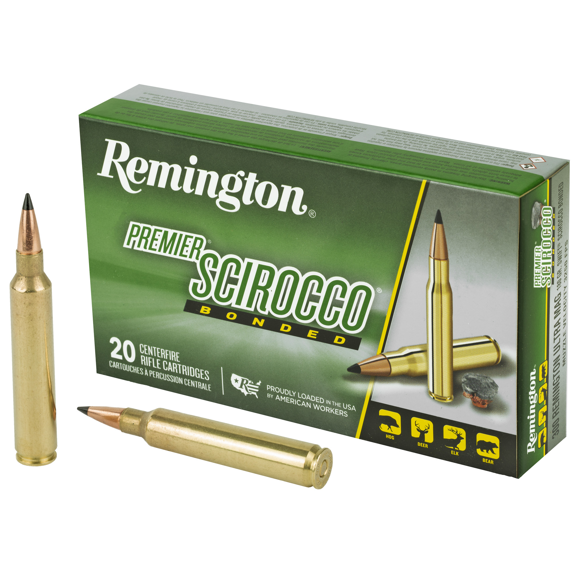 Remington Premier Scirocco Bonded 300 Remington Ultra Magnum 180gr Polymer Tip – 20rd