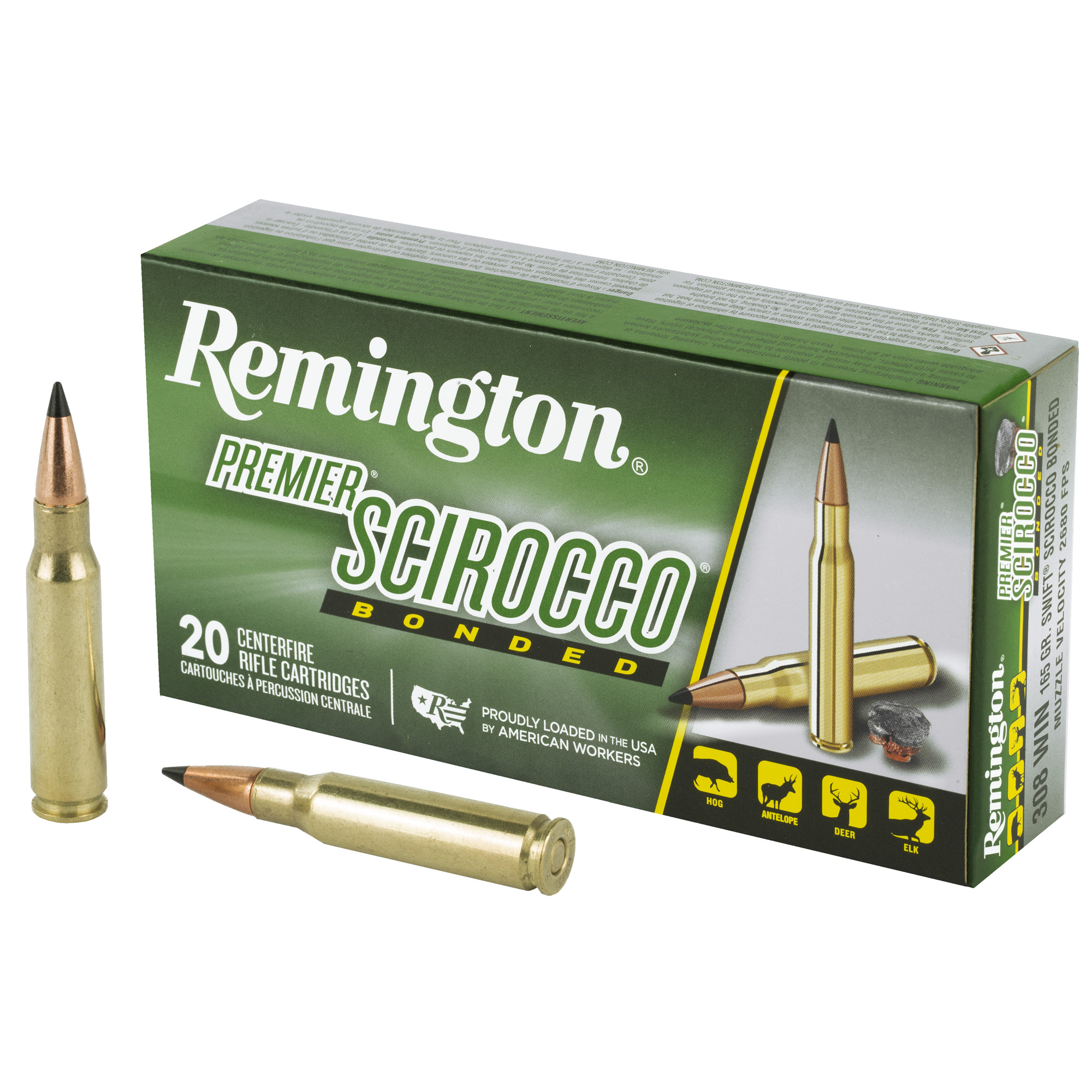 Remington Premier Scirocco Bonded 308 Winchester 165gr Polymer Tip – 20rd