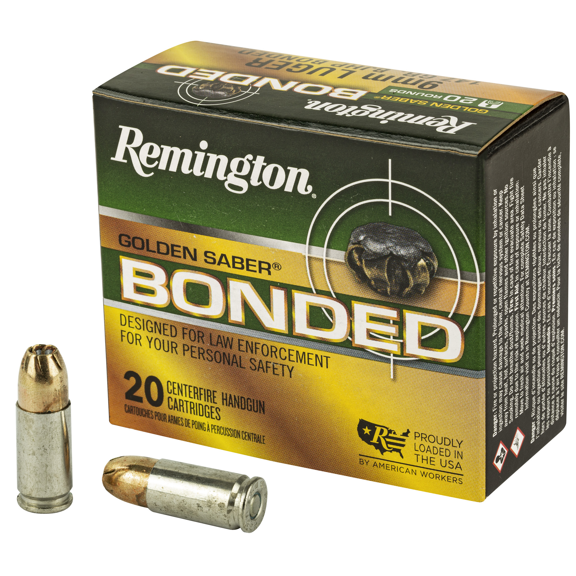 Remington Golden Saber 9mm 147gr Brass Jacketed Hollow Point – 20rd