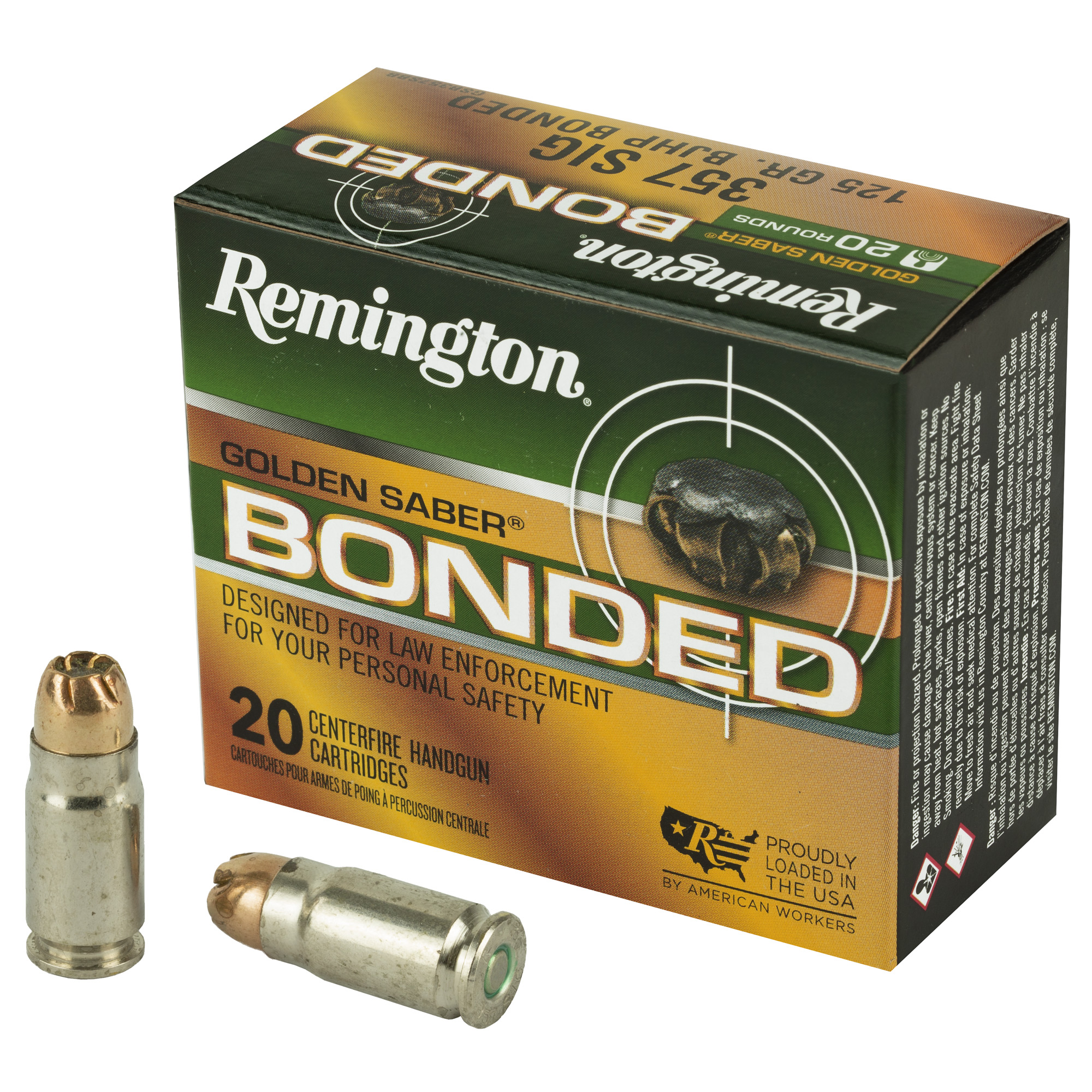 Remington Golden Saber 357 Sig 125gr Brass Jacketed Hollow Point – 20rd