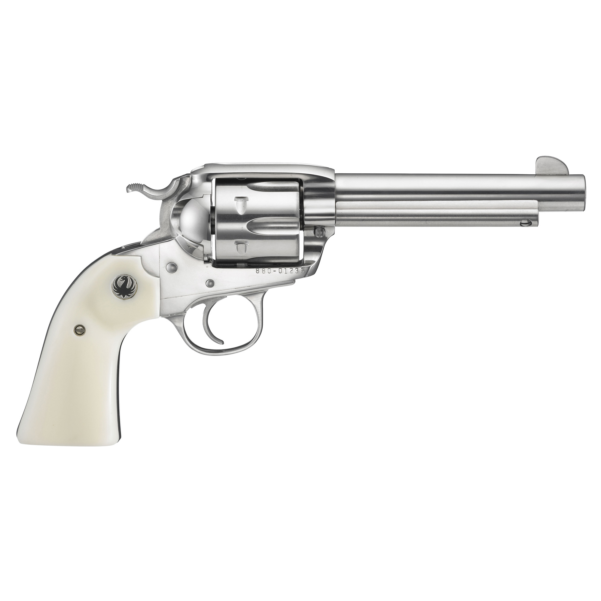 Ruger Vaquero Bisley Single Action 5.5″ 45 Long Colt 6rd Fixed Sights – Silver