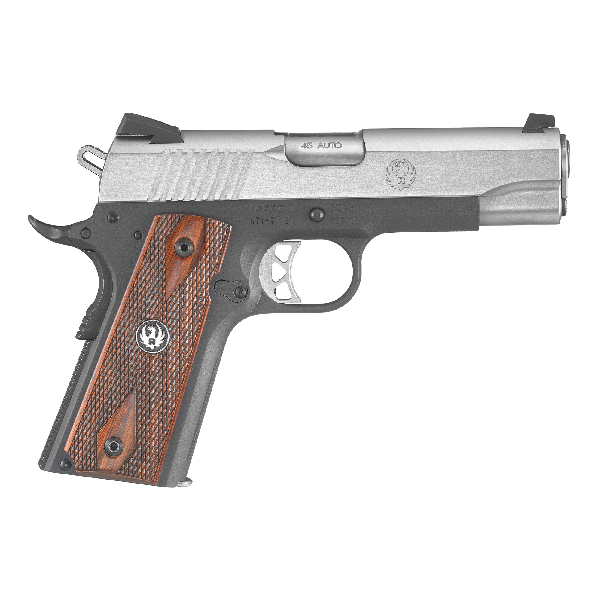 Ruger SR1911 4.25″ 45 ACP 7rd Drift Adjustable Novak 3 Dot – Silver