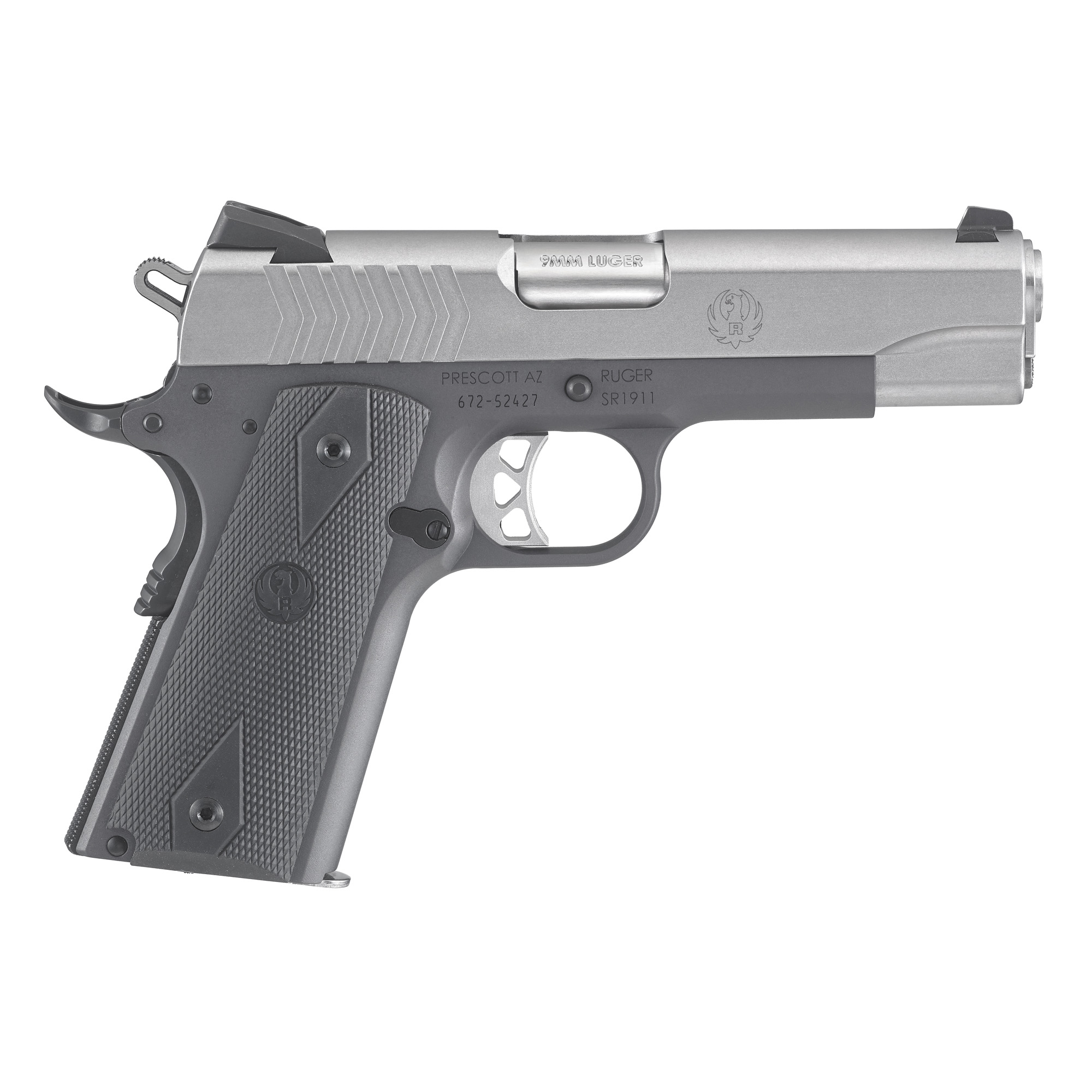 Ruger SR1911 4.25″ 9mm 9rd 3 Dot – Gray, Silver