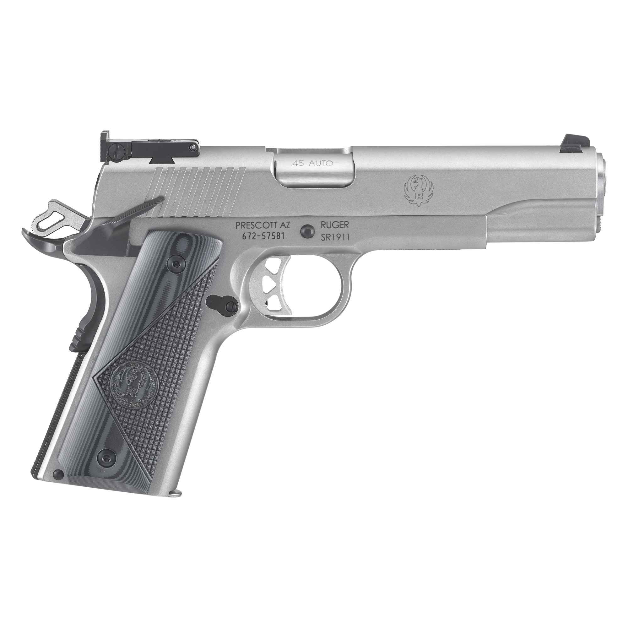 Ruger SR1911 Target 5″ 45 ACP 8rd Adjustable Sights – Silver