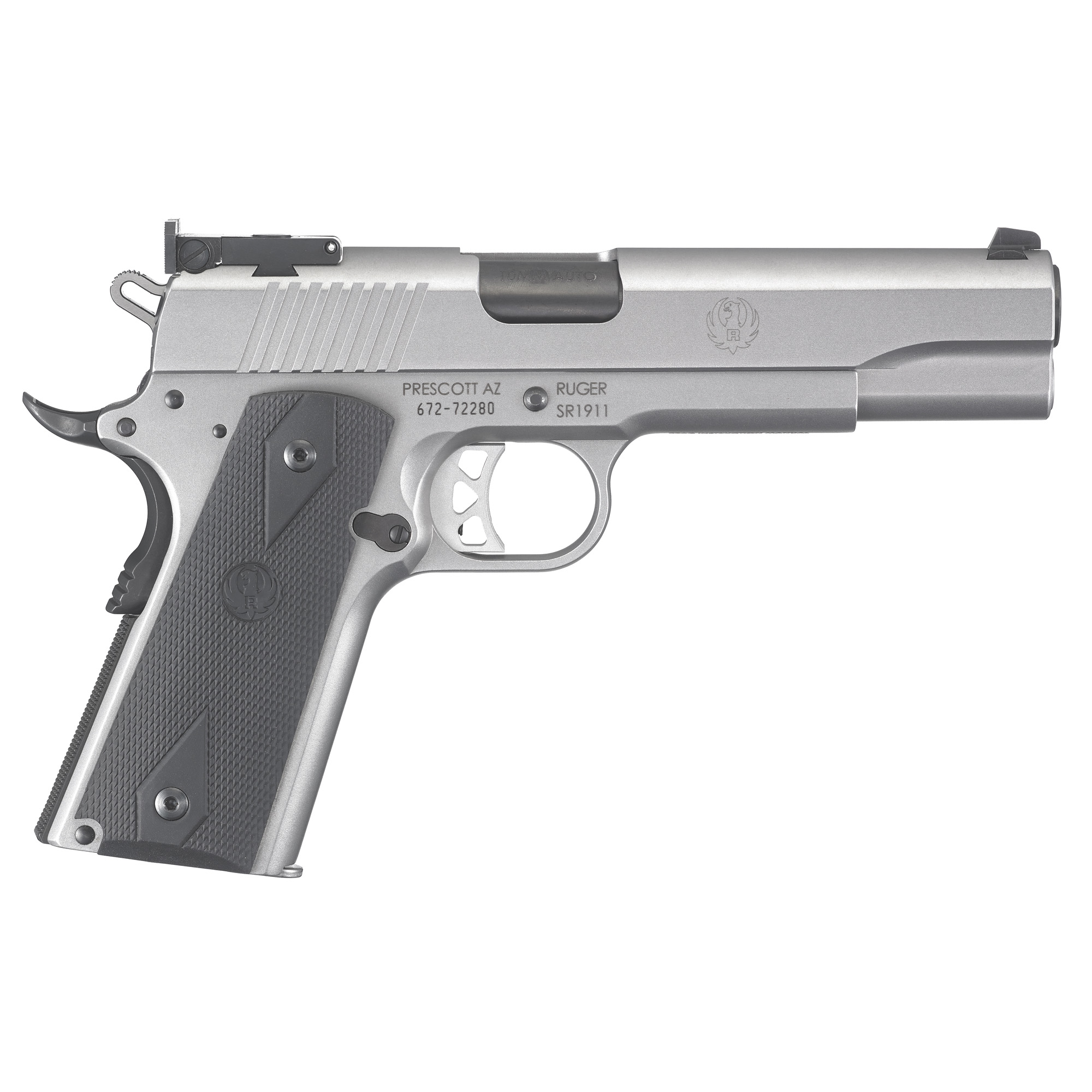 Ruger SR1911 5″ 10mm 8rd Adjustable Sights – Silver