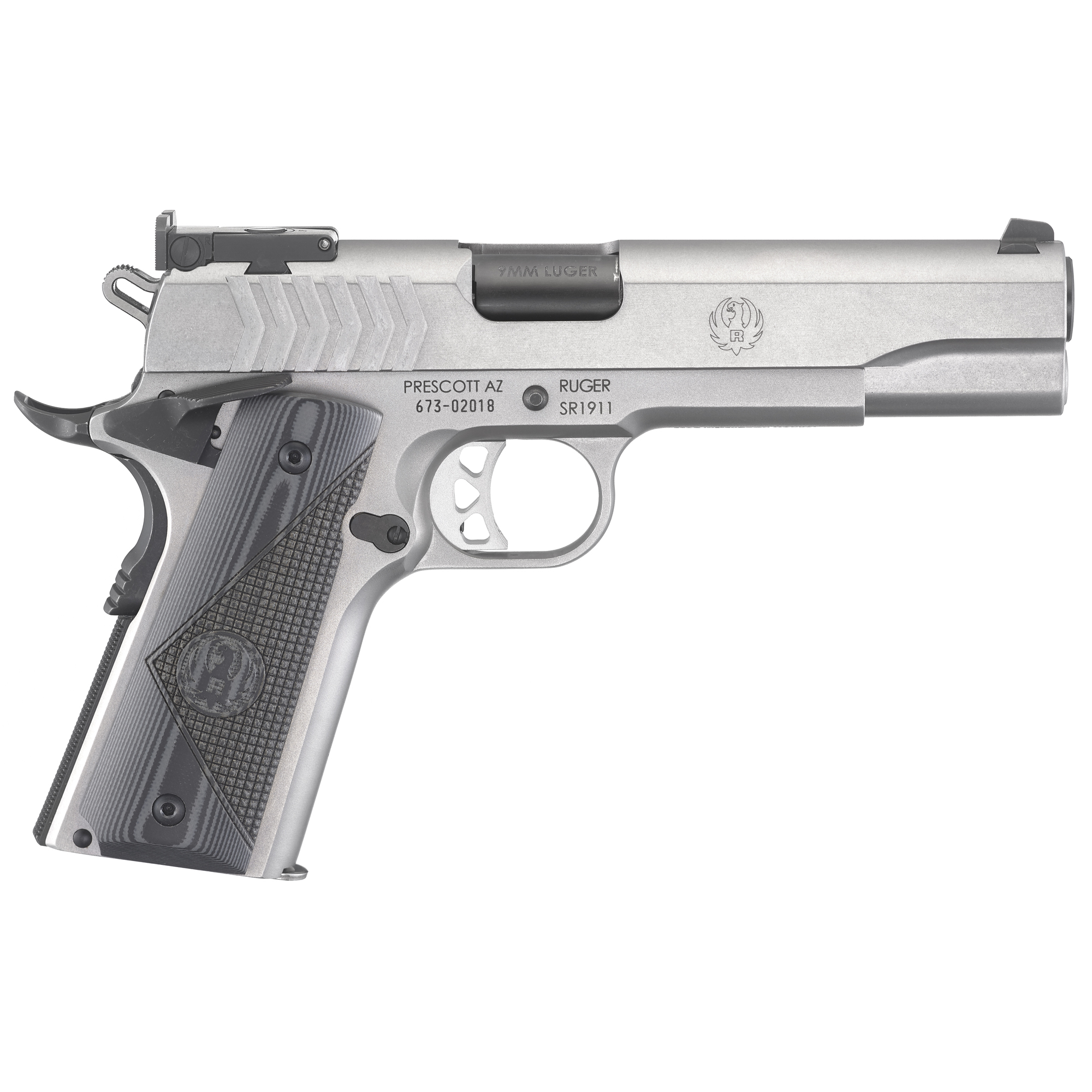 Ruger SR1911 Target 5″ 9mm 9rd Adjustable Sights – Silver